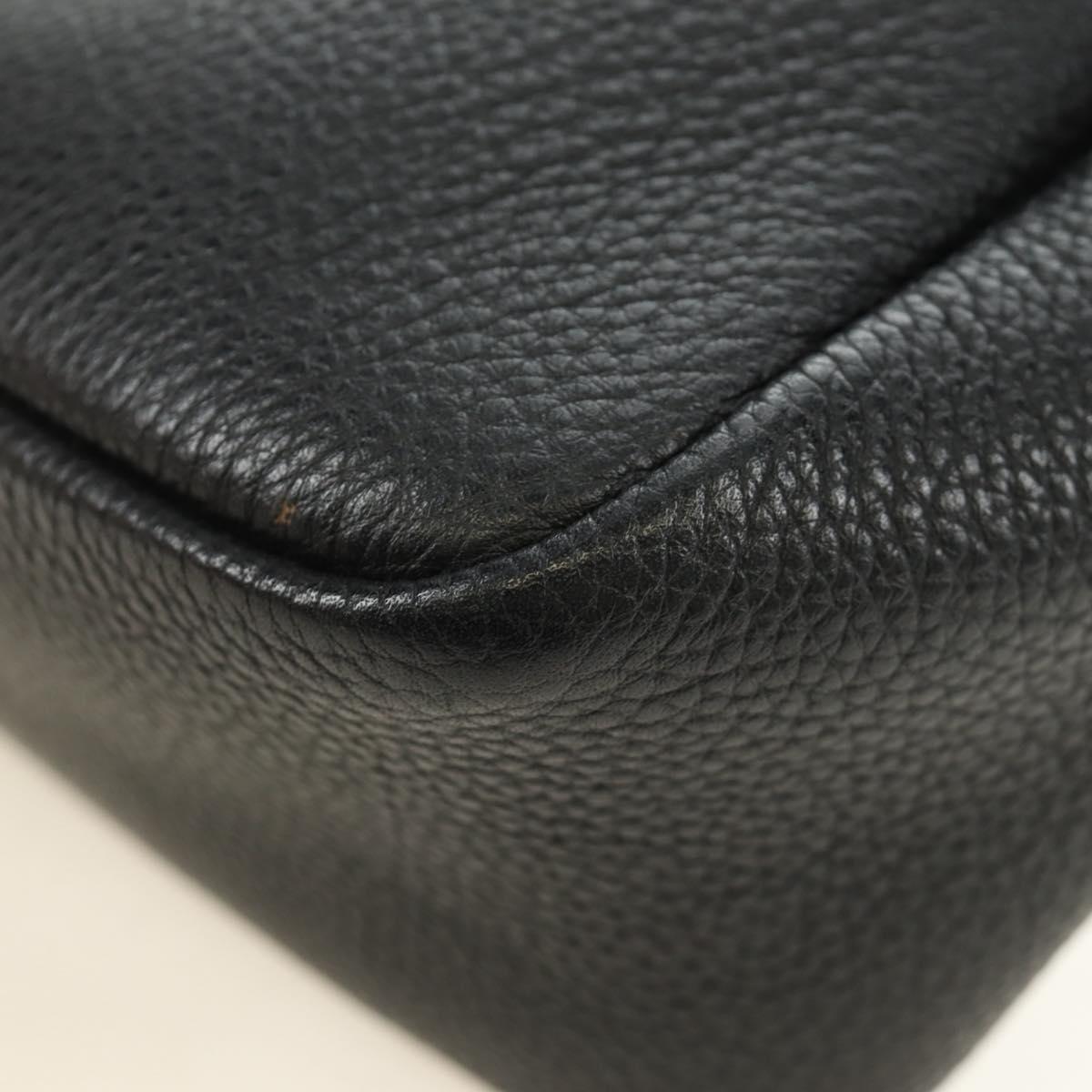 PRADA Hand Bag Vittero Dino Leather Black Silver Auth 189681SAM