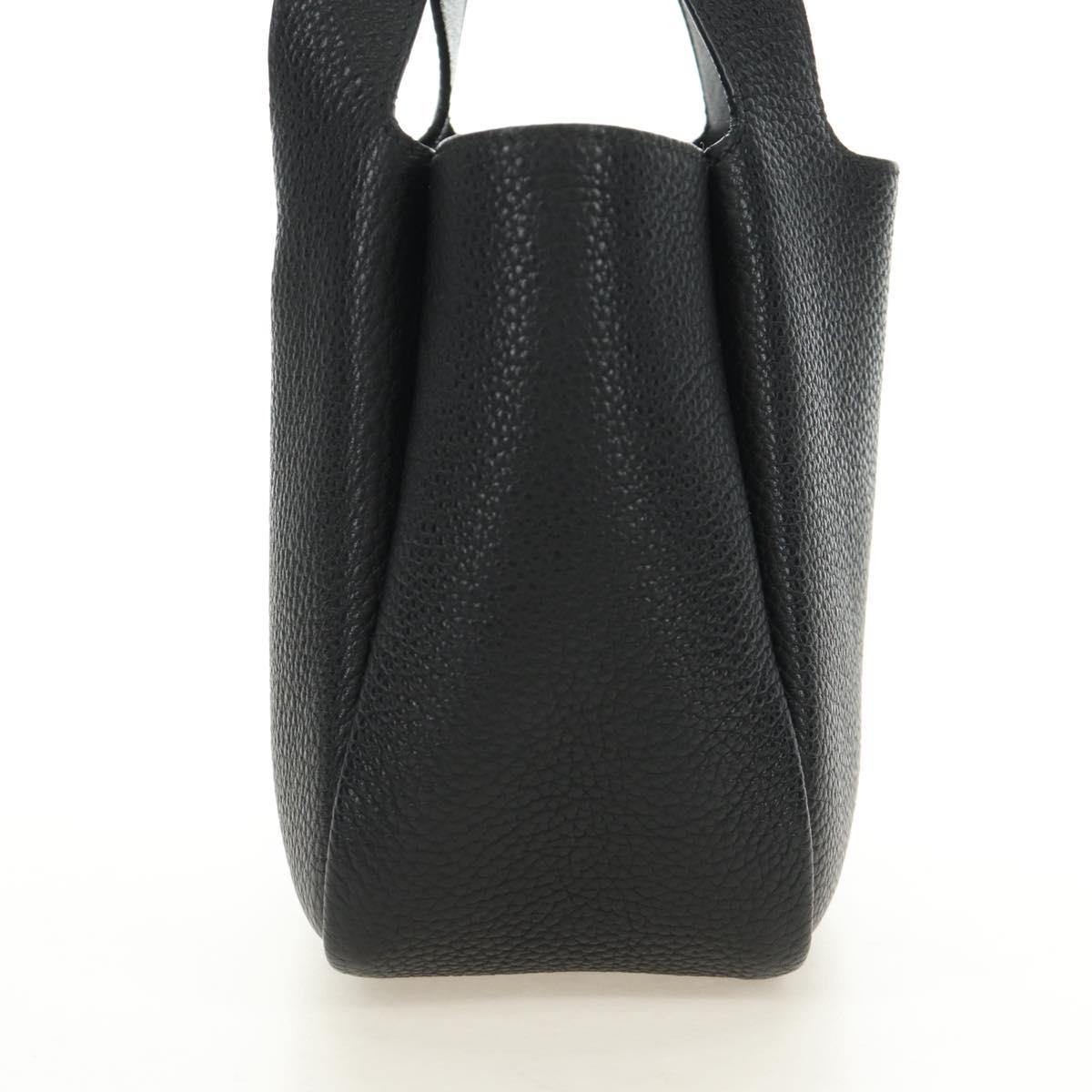 PRADA Hand Bag Vittero Dino Leather Black Silver Auth 189681SAM