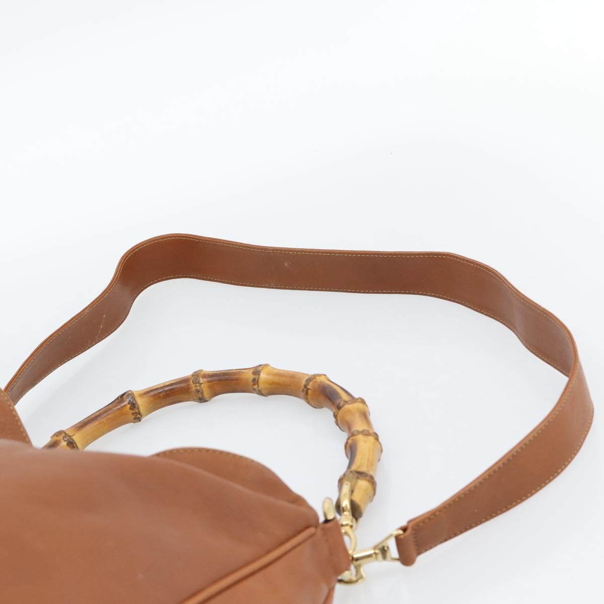 GUCCI Bamboo Shoulder Bag Leather 2way Brown Gold 001 2404 1577 Auth 189682