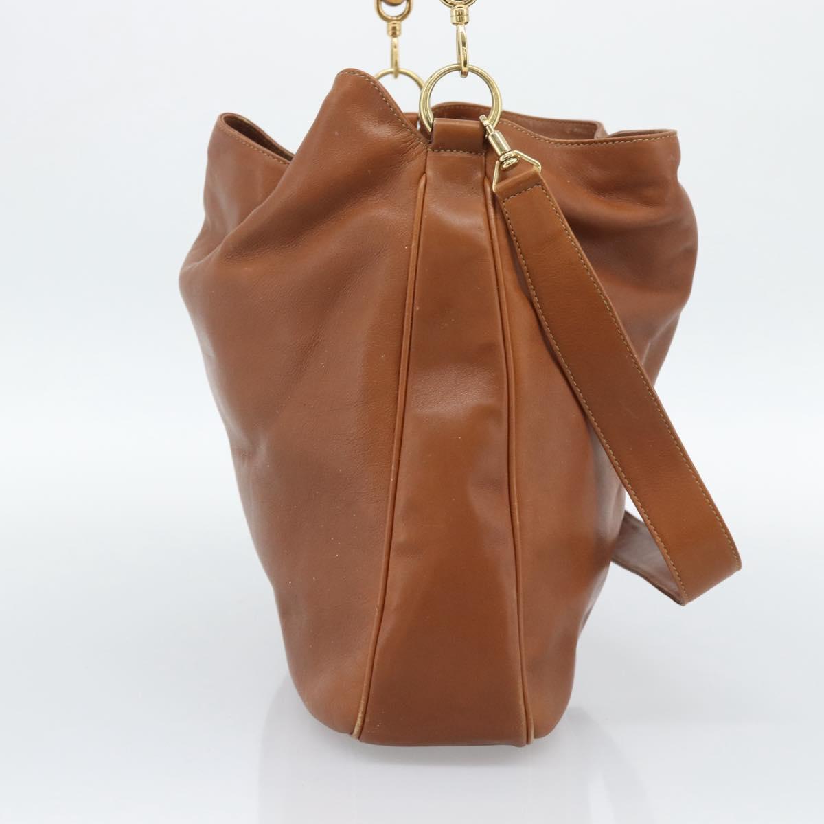 GUCCI Bamboo Shoulder Bag Leather 2way Brown Gold 001 2404 1577 Auth 189682