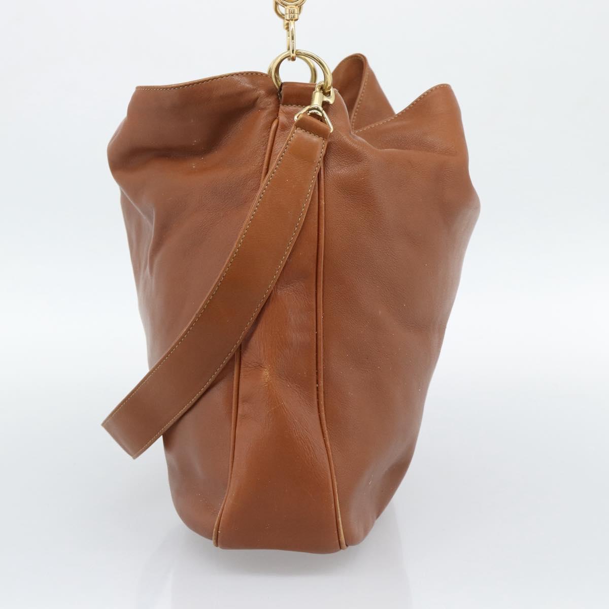 GUCCI Bamboo Shoulder Bag Leather 2way Brown Gold 001 2404 1577 Auth 189682