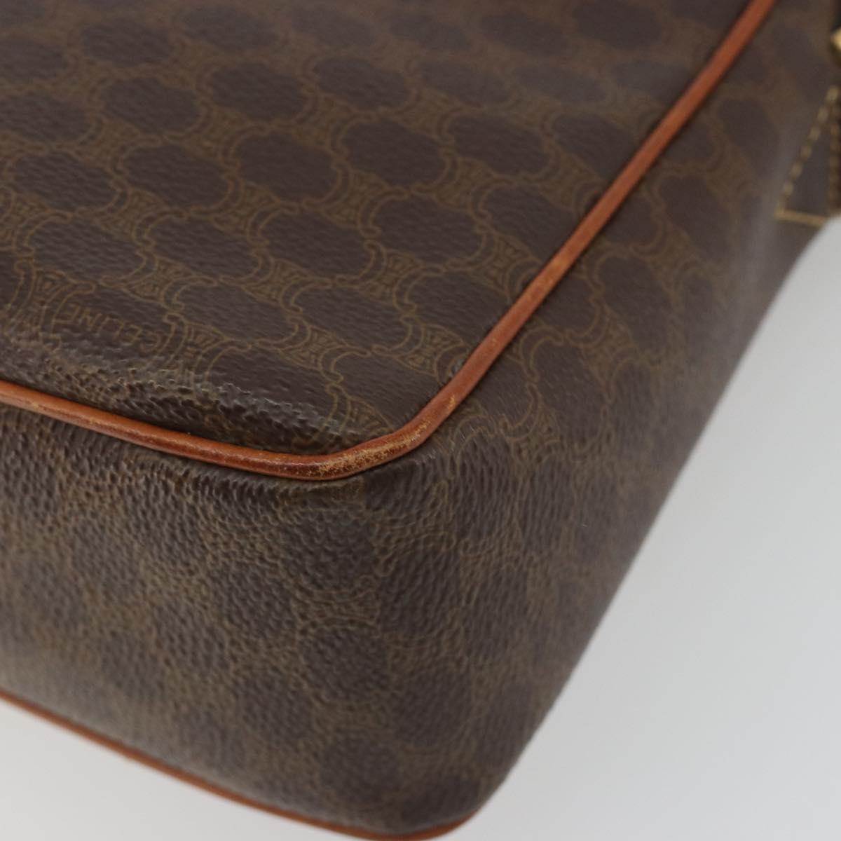 CELINE Macadam Canvas Circle Shoulder Bag PVC Leather Brown Gold Auth 189684