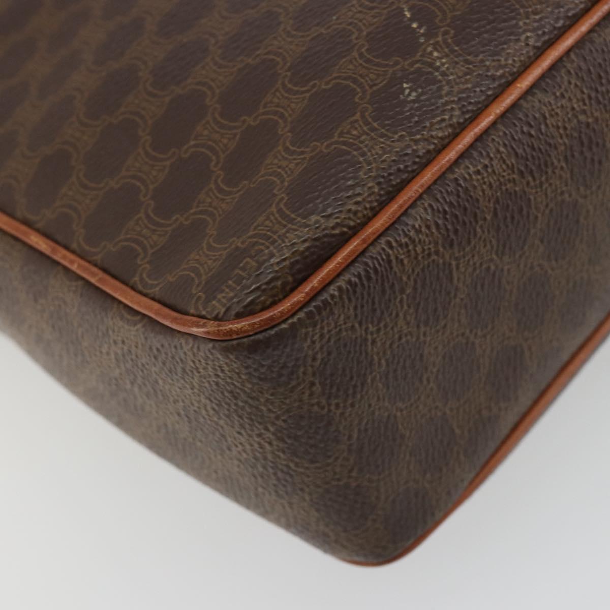 CELINE Macadam Canvas Circle Shoulder Bag PVC Leather Brown Gold Auth 189684