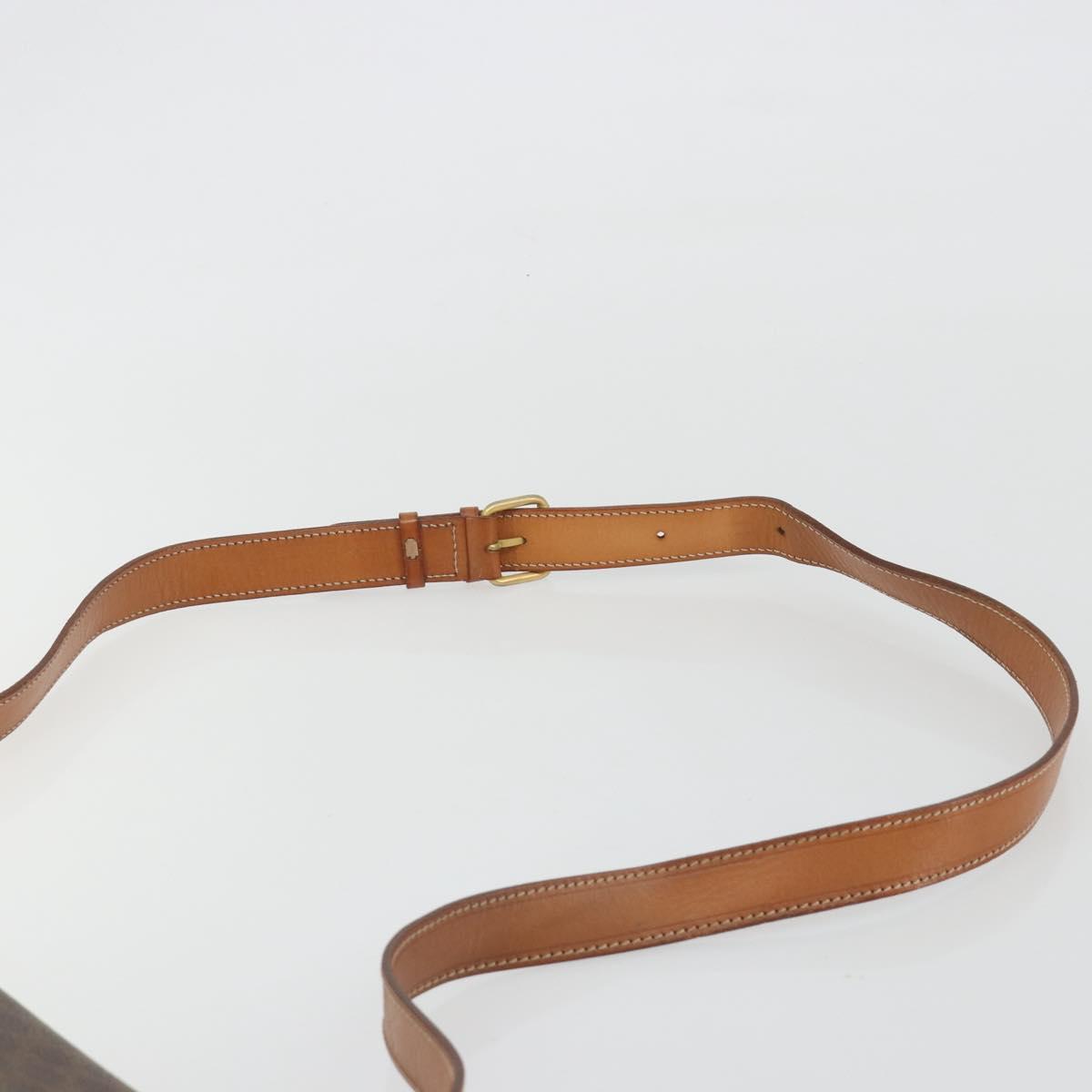 CELINE Macadam Canvas Circle Shoulder Bag PVC Leather Brown Gold Auth 189684