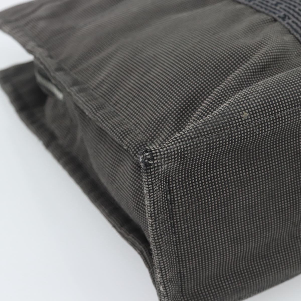 HERMES Her Line MM Hand Bag Canvas Gray Silver Auth 189686