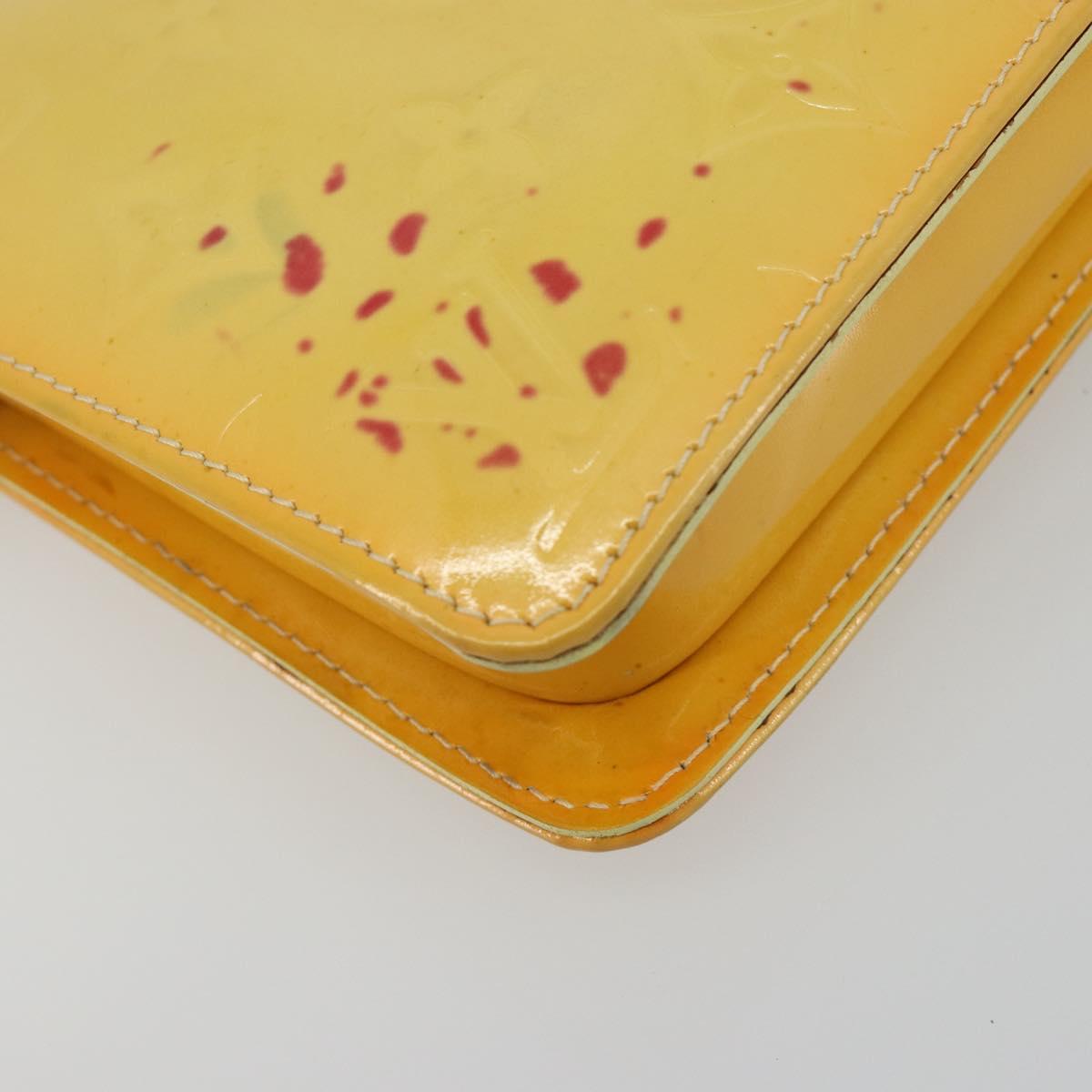 LOUIS VUITTON Monogram Vernis Lexington Pouch Lime Yellow M91058 LV Auth 189688