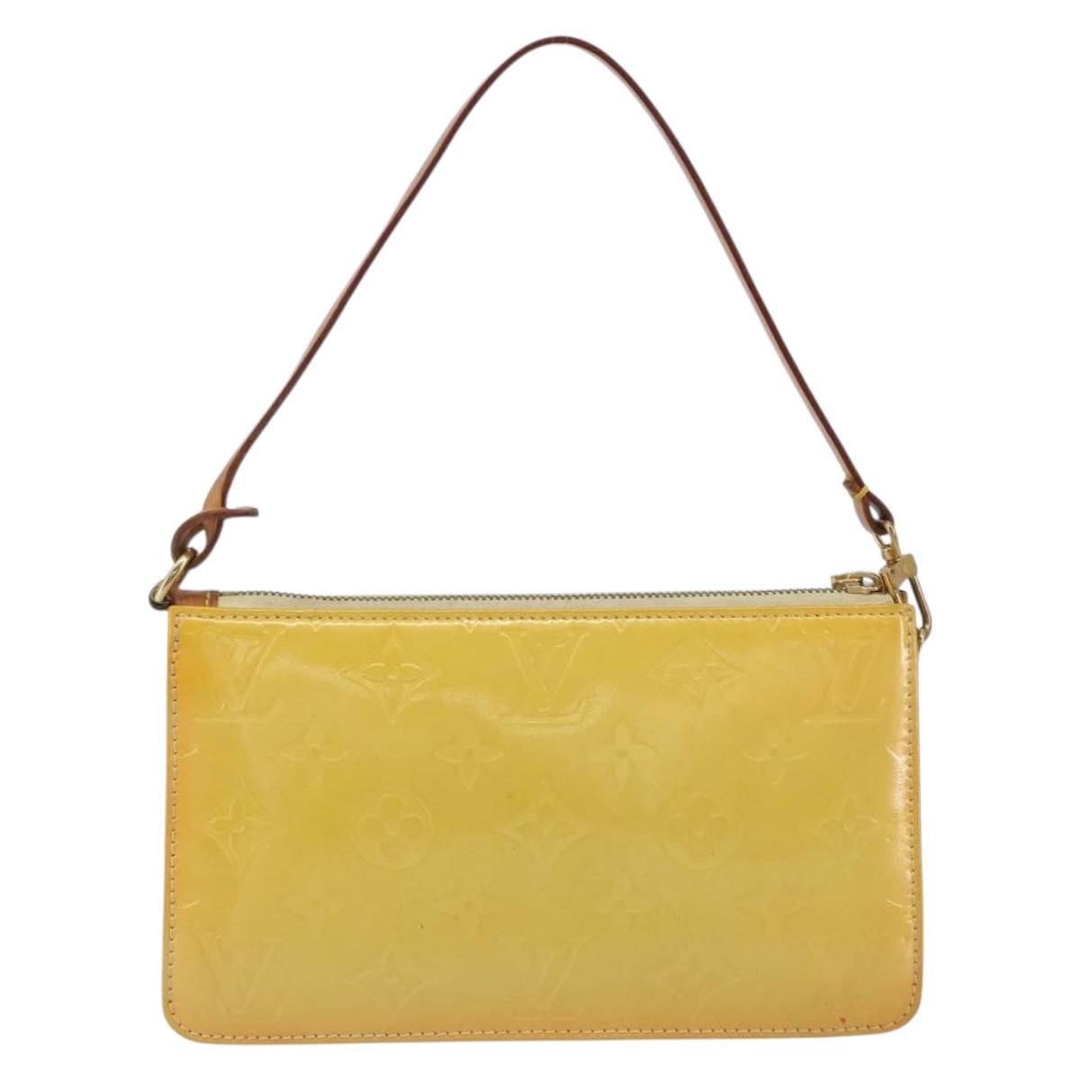 LOUIS VUITTON Monogram Vernis Lexington Pouch Lime Yellow M91058 LV Auth 189688