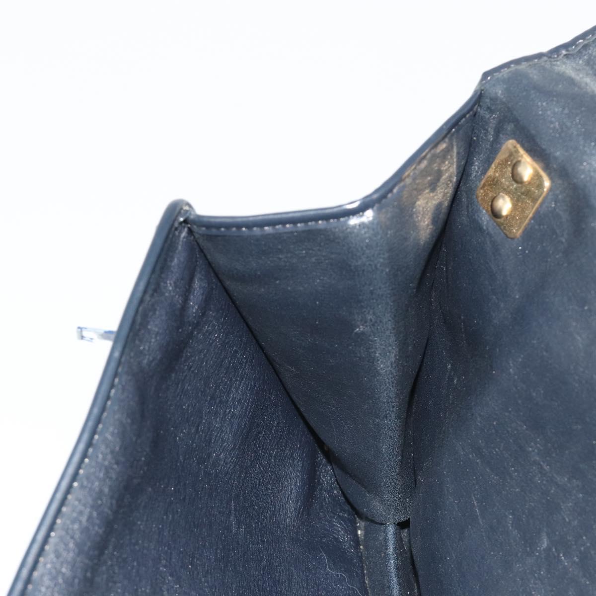 Christian Dior Trotter Canvas Shoulder Bag Navy Gold Auth 189692