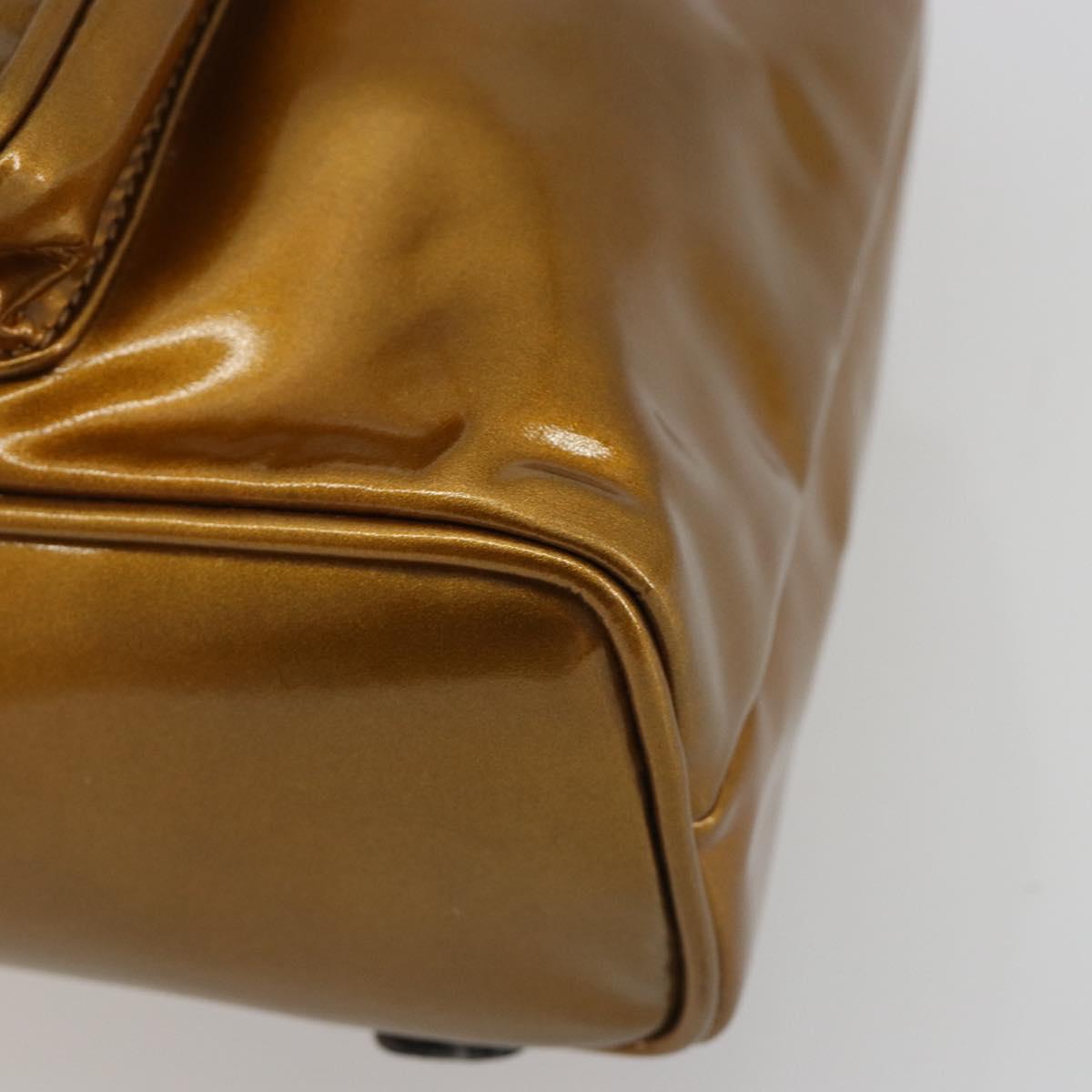GUCCI Bamboo Backpack Patent Leather Bronze Gold 003 1705 0030 Auth 189694