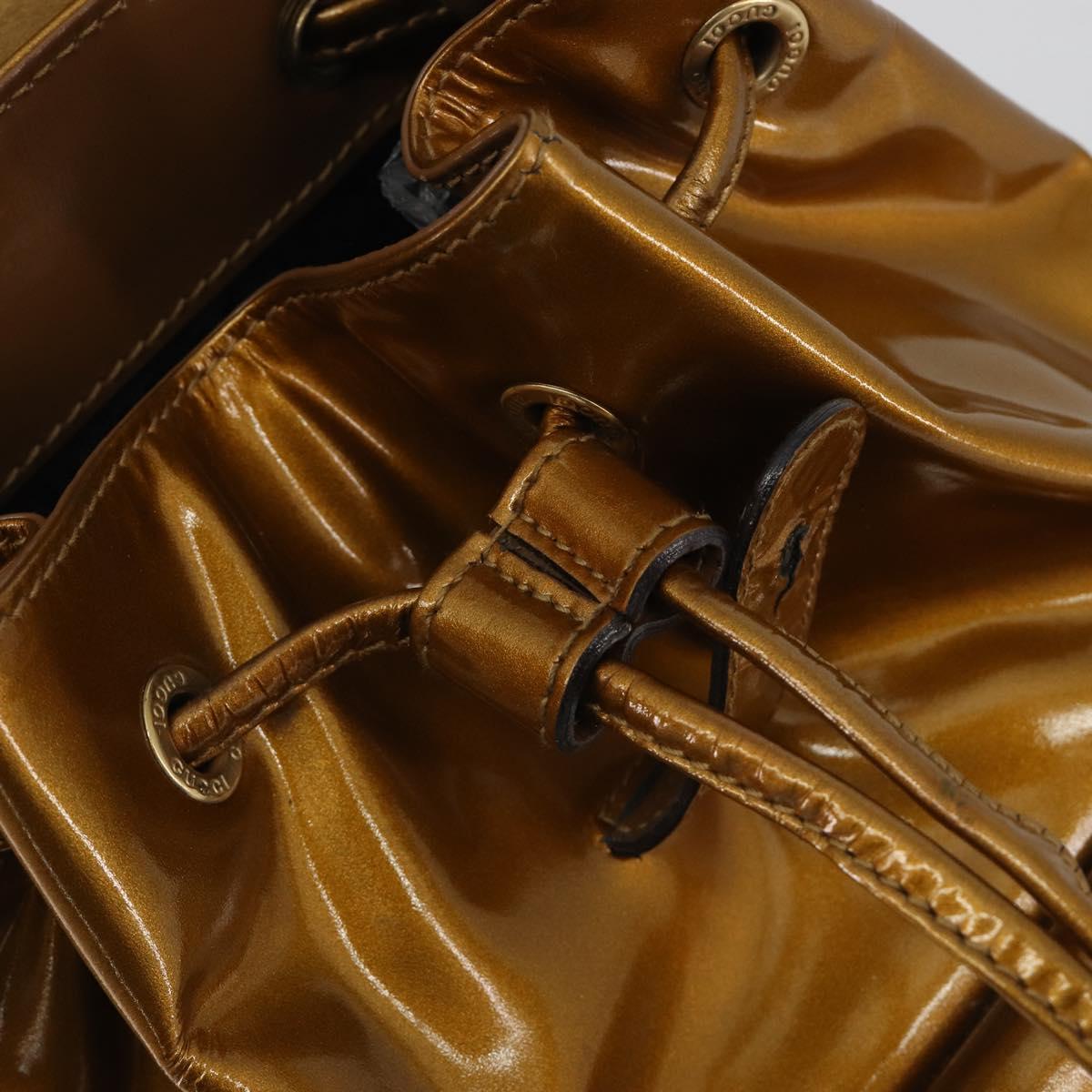 GUCCI Bamboo Backpack Patent Leather Bronze Gold 003 1705 0030 Auth 189694
