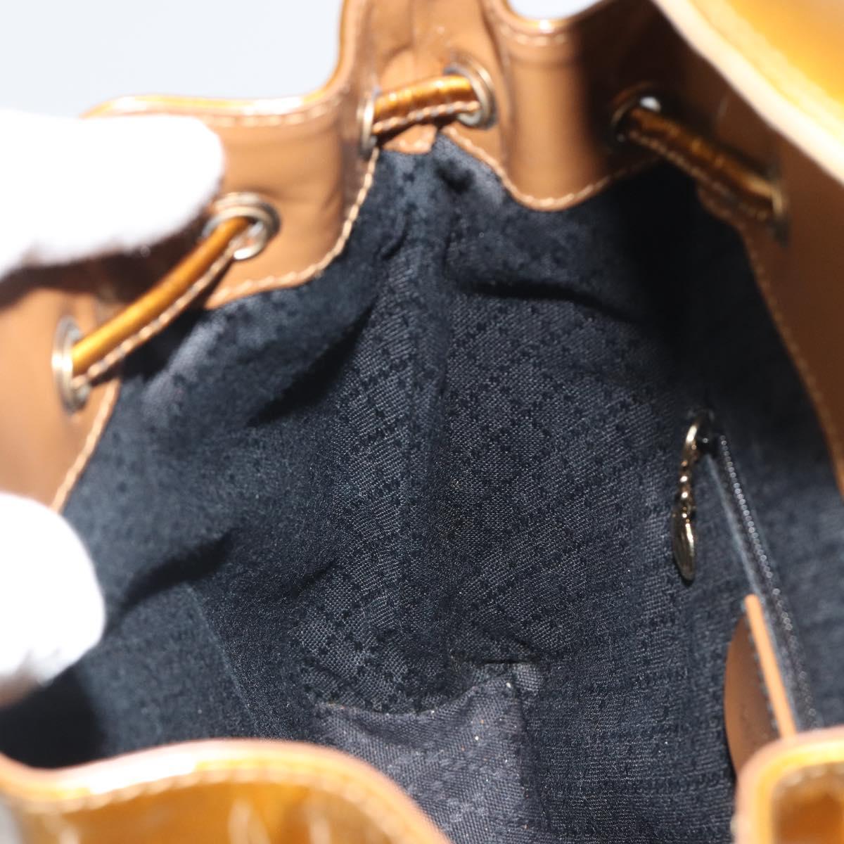 GUCCI Bamboo Backpack Patent Leather Bronze Gold 003 1705 0030 Auth 189694