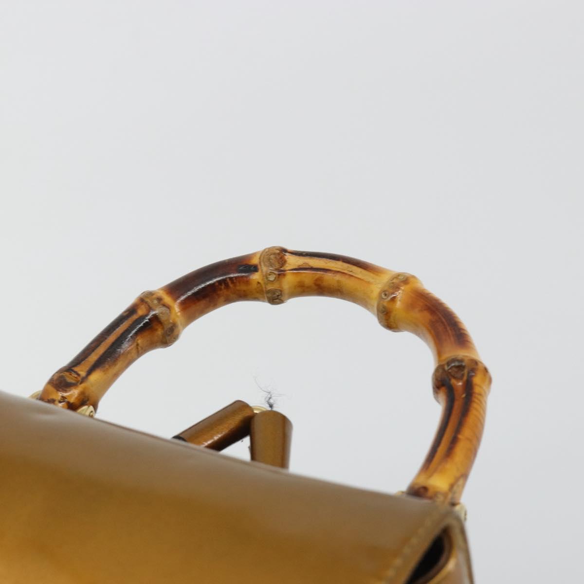GUCCI Bamboo Backpack Patent Leather Bronze Gold 003 1705 0030 Auth 189694