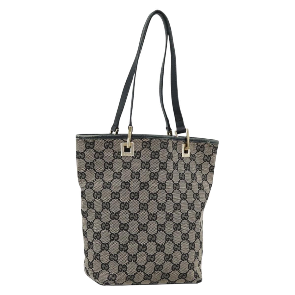 GUCCI GG Canvas Tote Bag Navy Gold 002 1099 Auth 189695