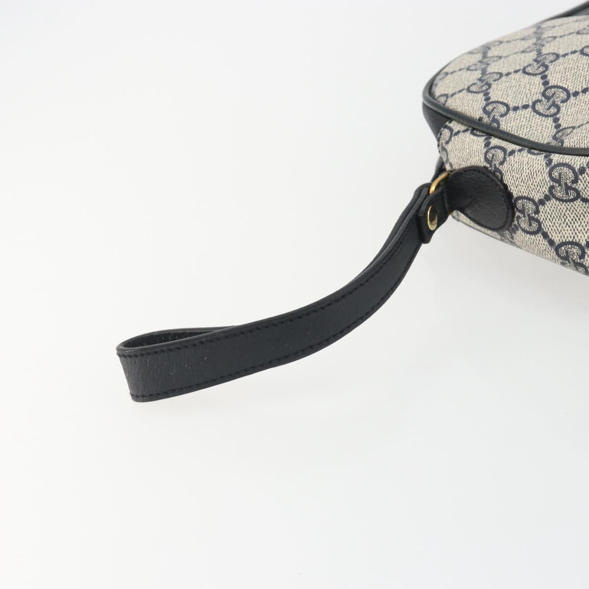 GUCCI GG Supreme Sherry Line Clutch Bag PVC Navy Gold 89 01 034 Auth 189696
