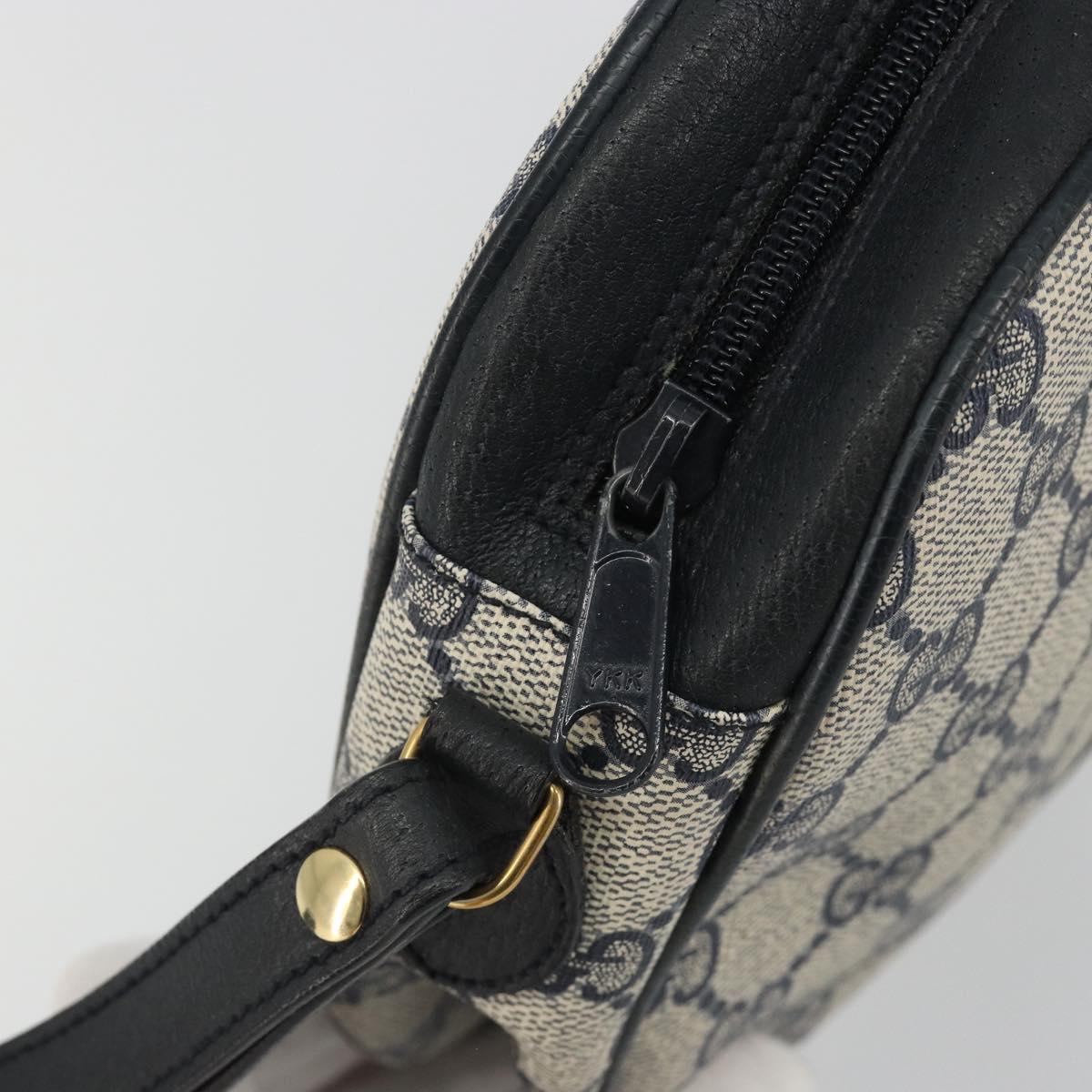 GUCCI GG Supreme Sherry Line Clutch Bag PVC Navy Gold 89 01 034 Auth 189696