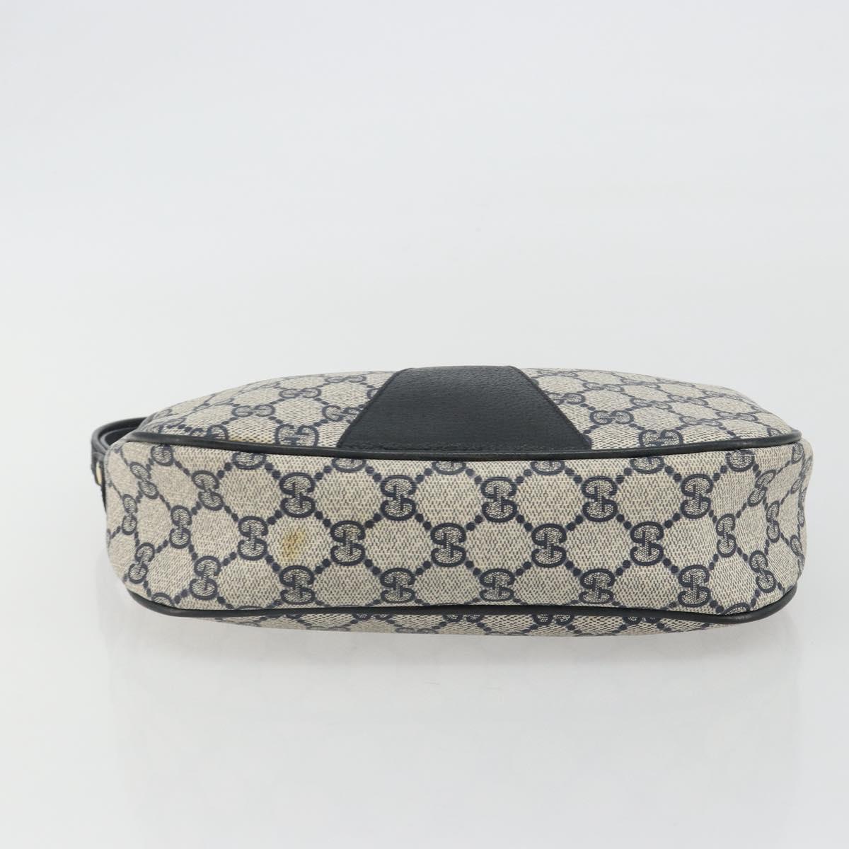 GUCCI GG Supreme Sherry Line Clutch Bag PVC Navy Gold 89 01 034 Auth 189696
