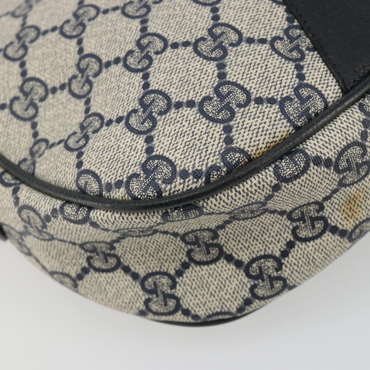 GUCCI GG Supreme Sherry Line Clutch Bag PVC Navy Gold 89 01 034 Auth 189696