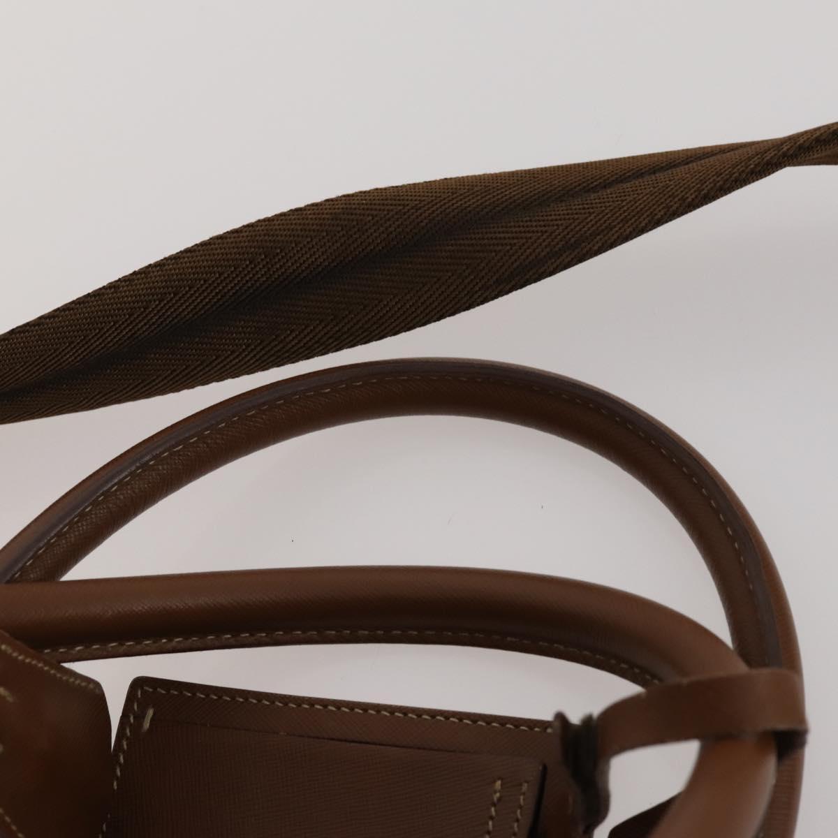 PRADA Boston Bag Nylon 2way Brown Silver Auth 189699