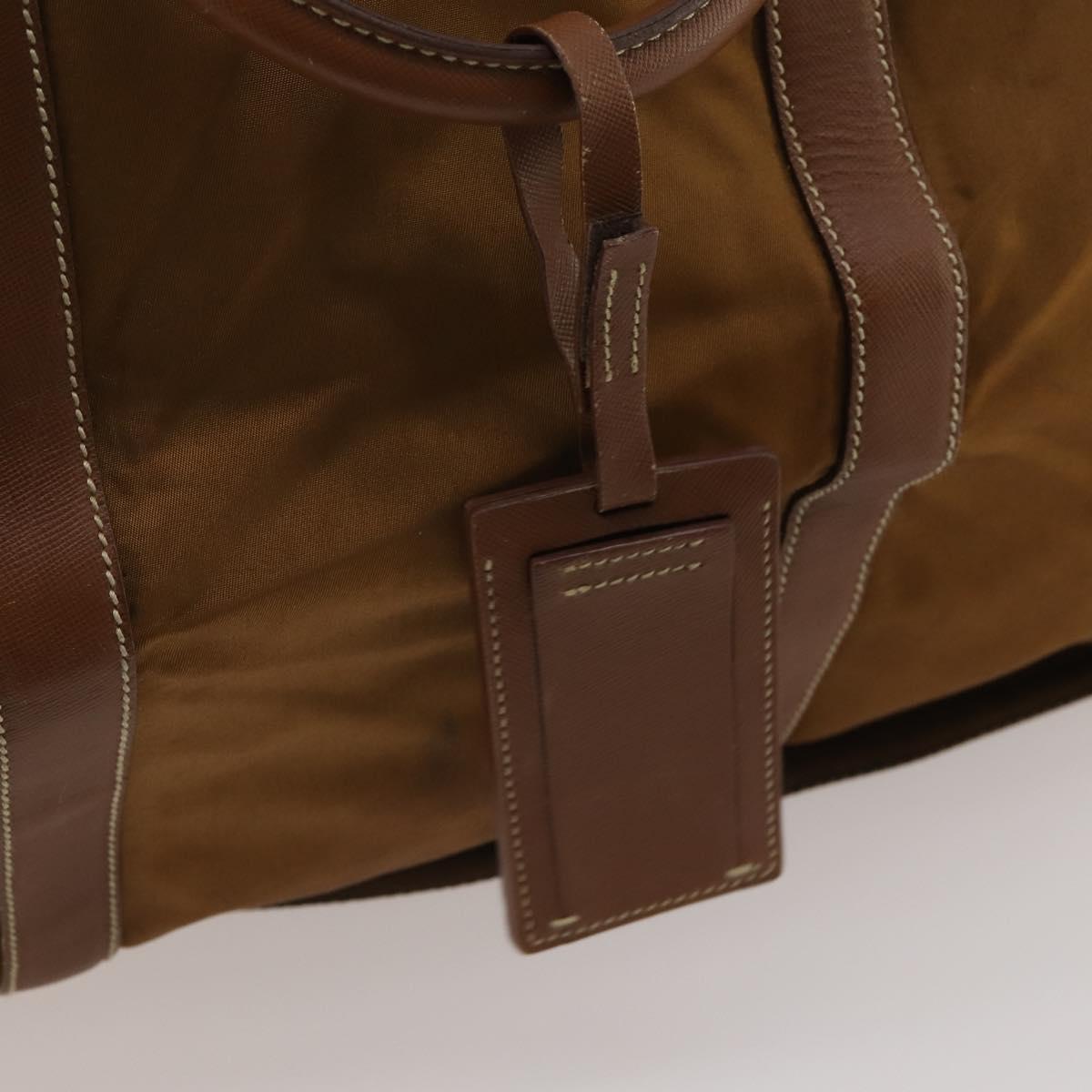 PRADA Boston Bag Nylon 2way Brown Silver Auth 189699