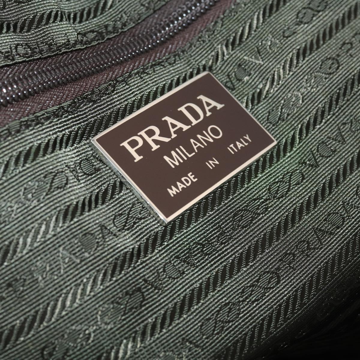 PRADA Boston Bag Nylon 2way Brown Silver Auth 189699