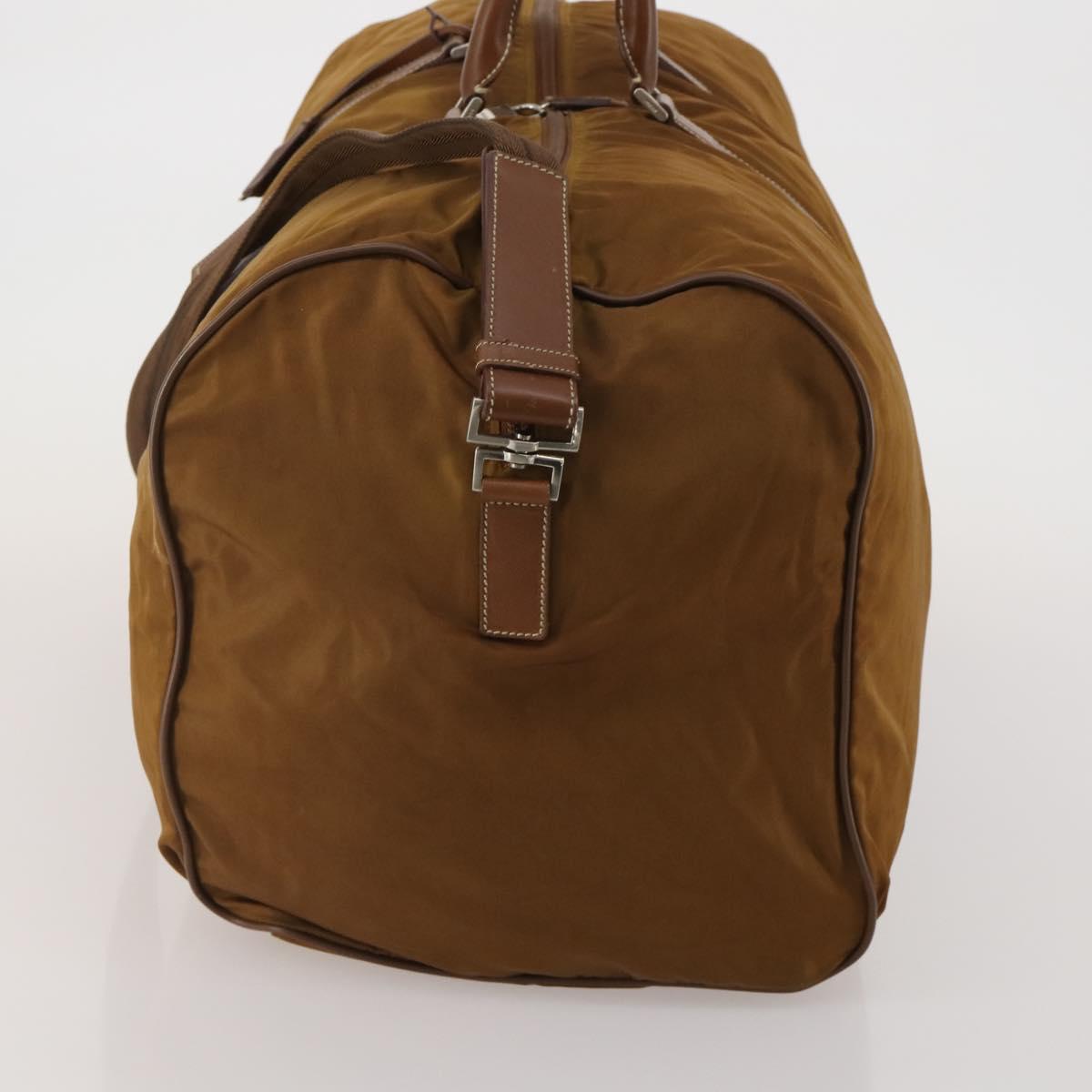 PRADA Boston Bag Nylon 2way Brown Silver Auth 189699