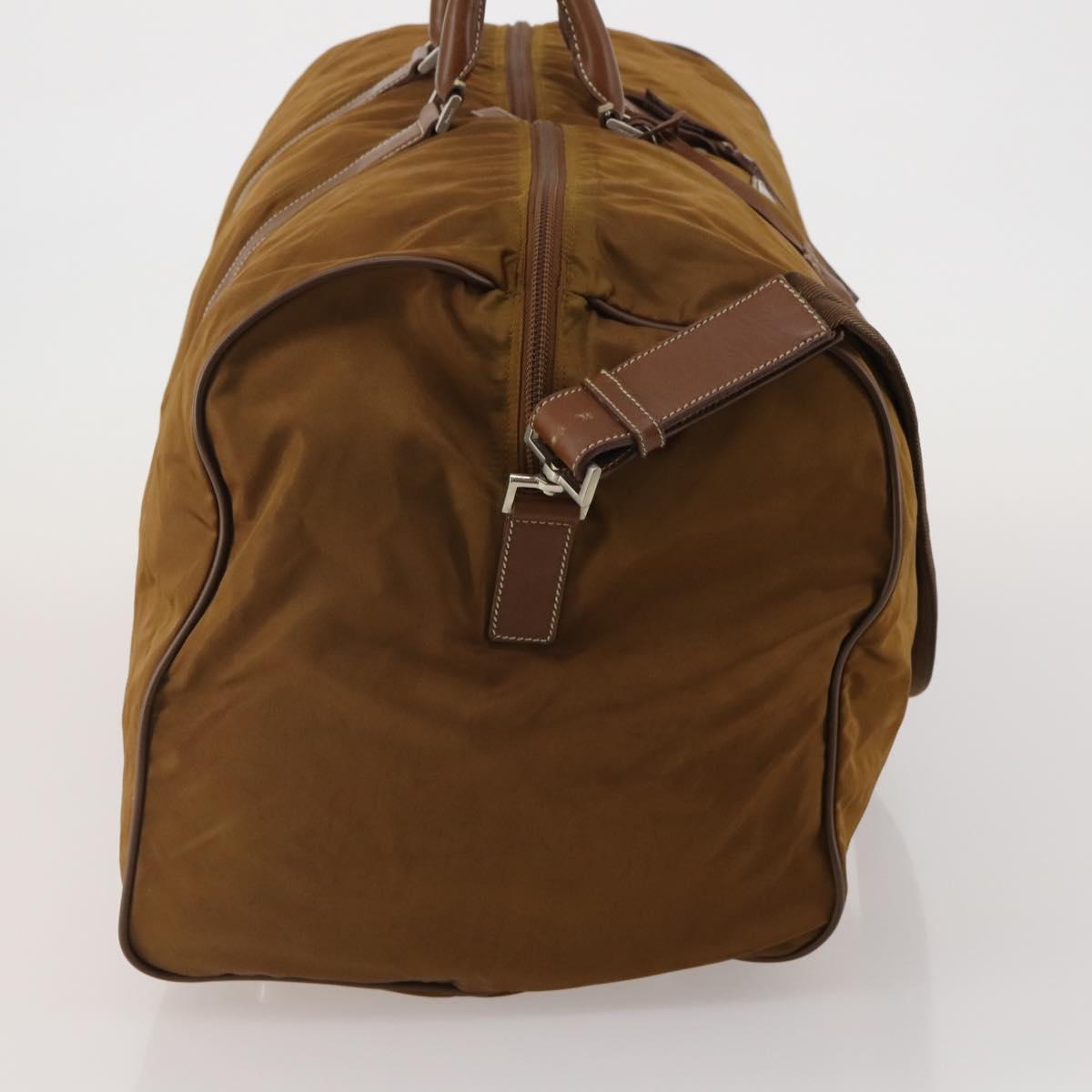 PRADA Boston Bag Nylon 2way Brown Silver Auth 189699