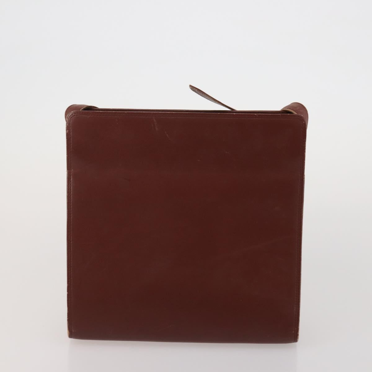 CARTIER Must Line Shoulder Bag Leather 5 Set Bordeaux Beige Auth 189700