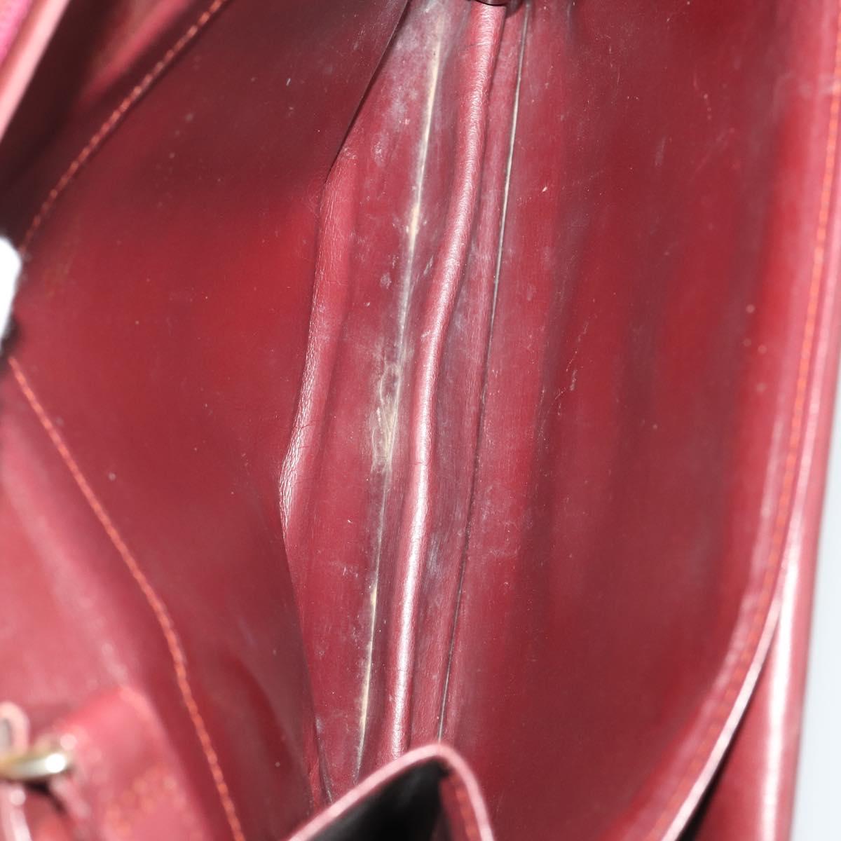 CARTIER Must Line Shoulder Bag Leather 5 Set Bordeaux Beige Auth 189700