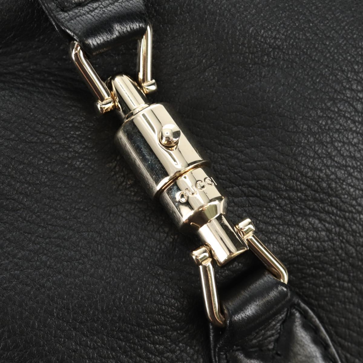 GUCCI Bamboo New Jackie Shoulder Bag Leather 2way Black Gold 246907 Auth 189713V