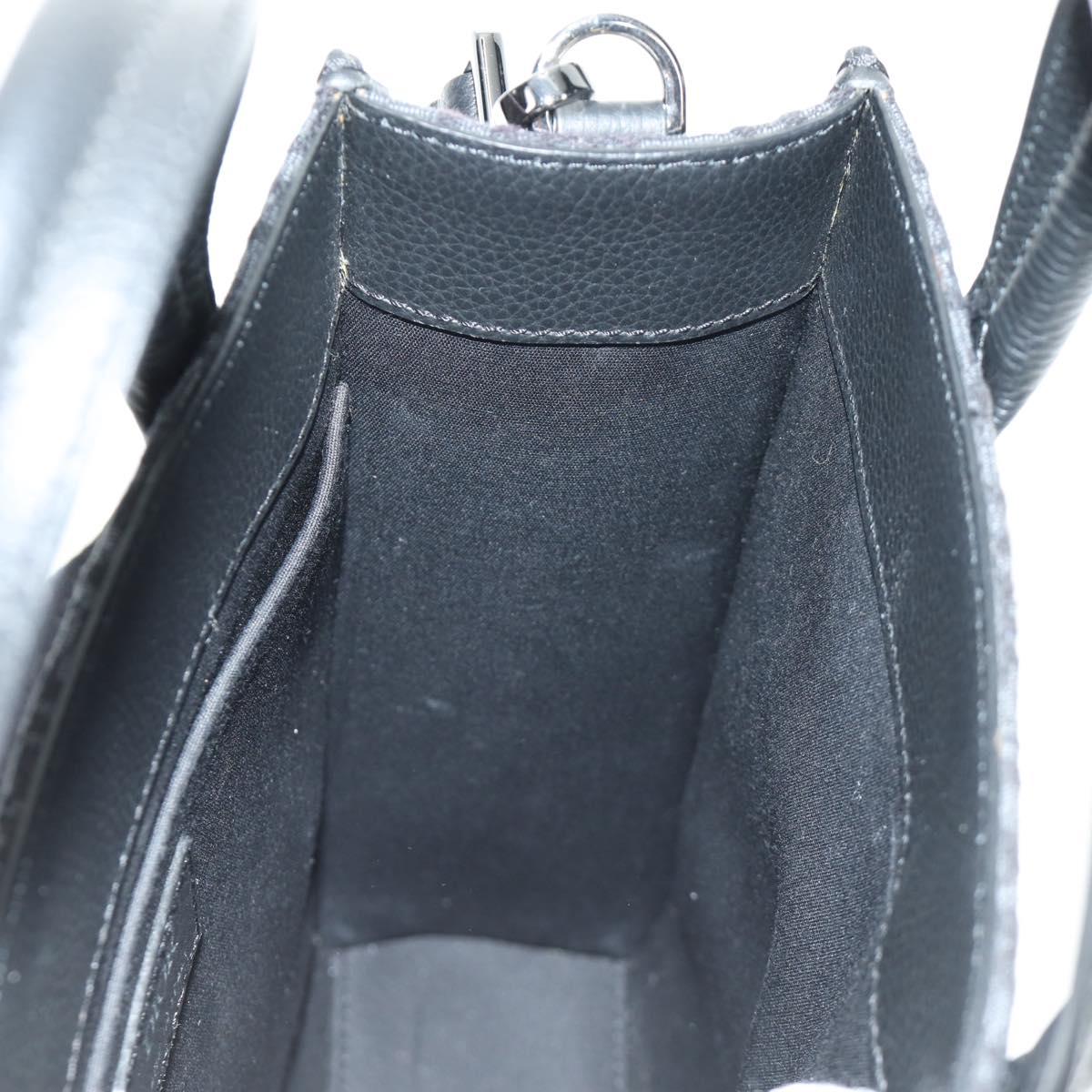 Christian Dior Trotter Canvas Safari Hand Bag 2way Black Silver Auth 189716SM