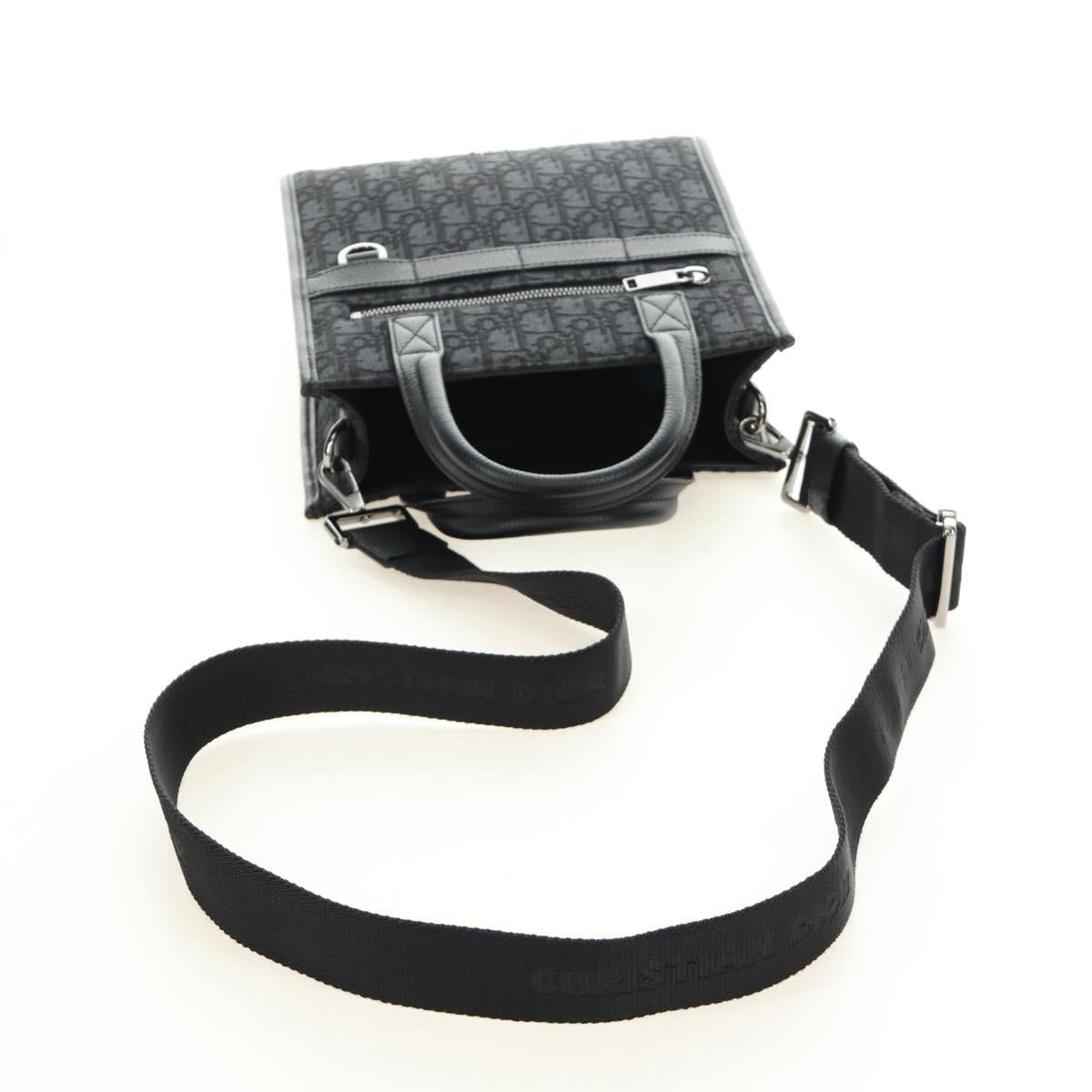 Christian Dior Trotter Canvas Safari Hand Bag 2way Black Silver Auth 189716SM