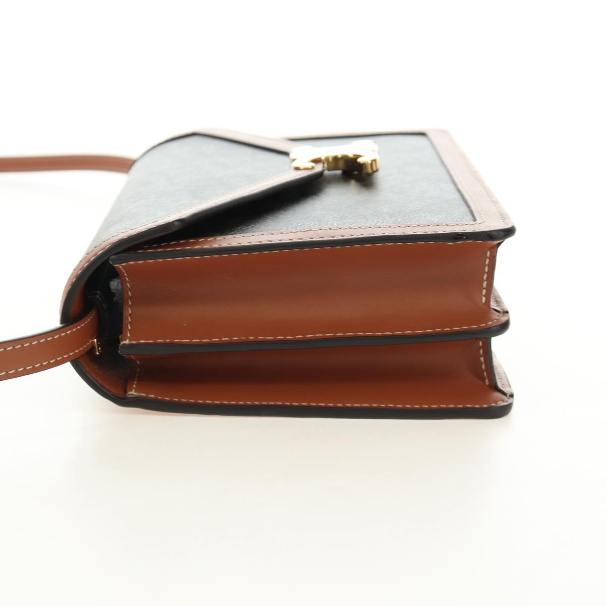 CELINE Macadam Canvas Trionfenvelope Shoulder Bag PVC Black Gold Auth 189718SM