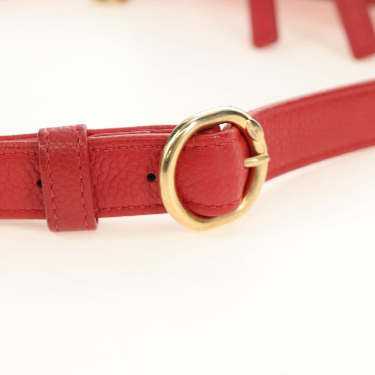CHANEL Matelasse Chic Affinity Chain Bag Caviar Skin Red Gold CC Auth 189719M