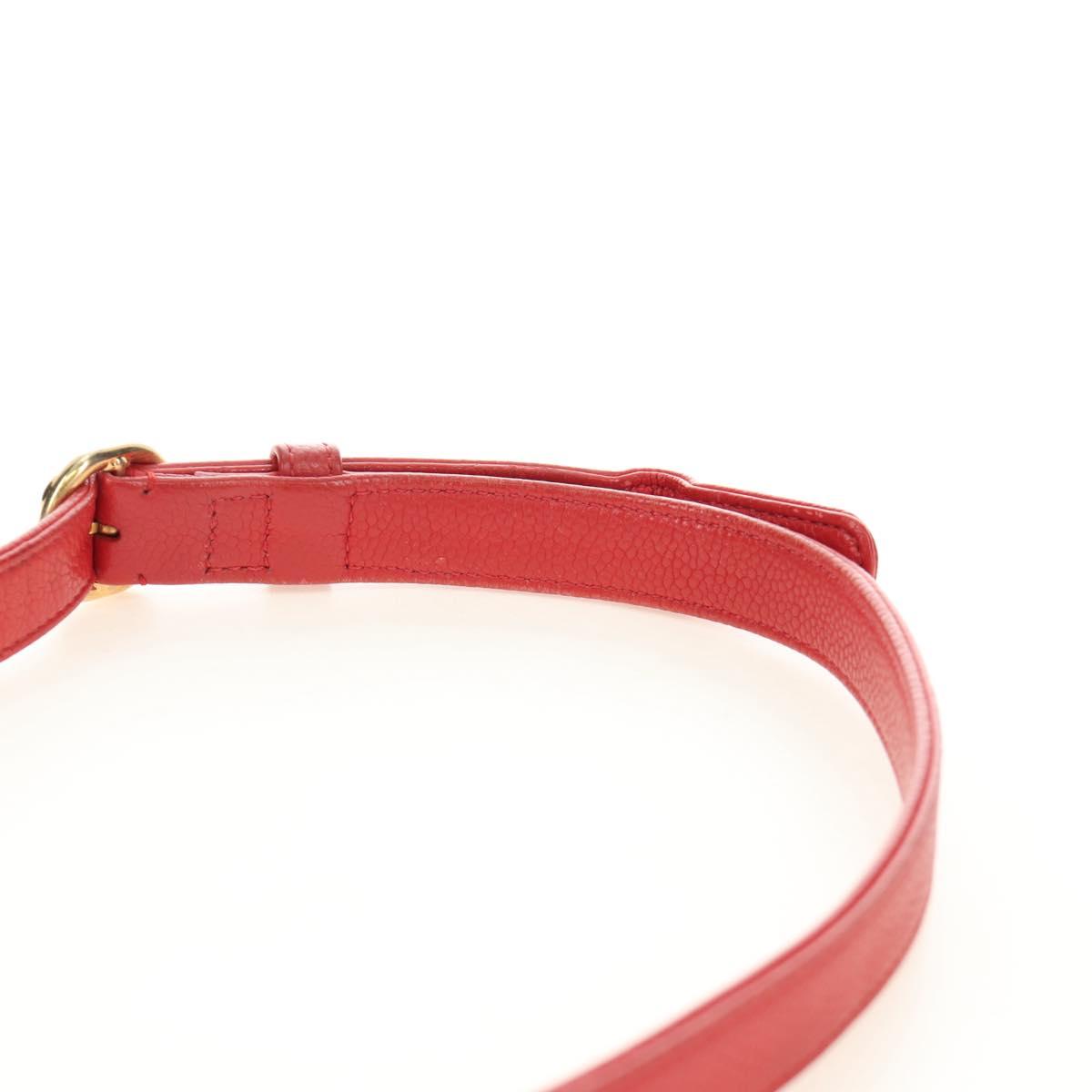 CHANEL Matelasse Chic Affinity Chain Bag Caviar Skin Red Gold CC Auth 189719M