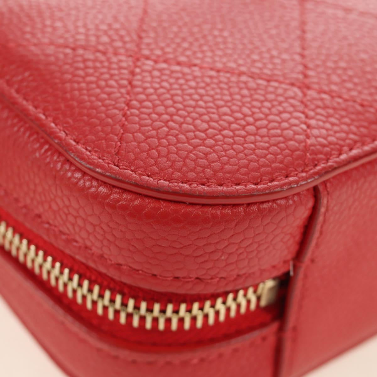 CHANEL Matelasse Chic Affinity Chain Bag Caviar Skin Red Gold CC Auth 189719M