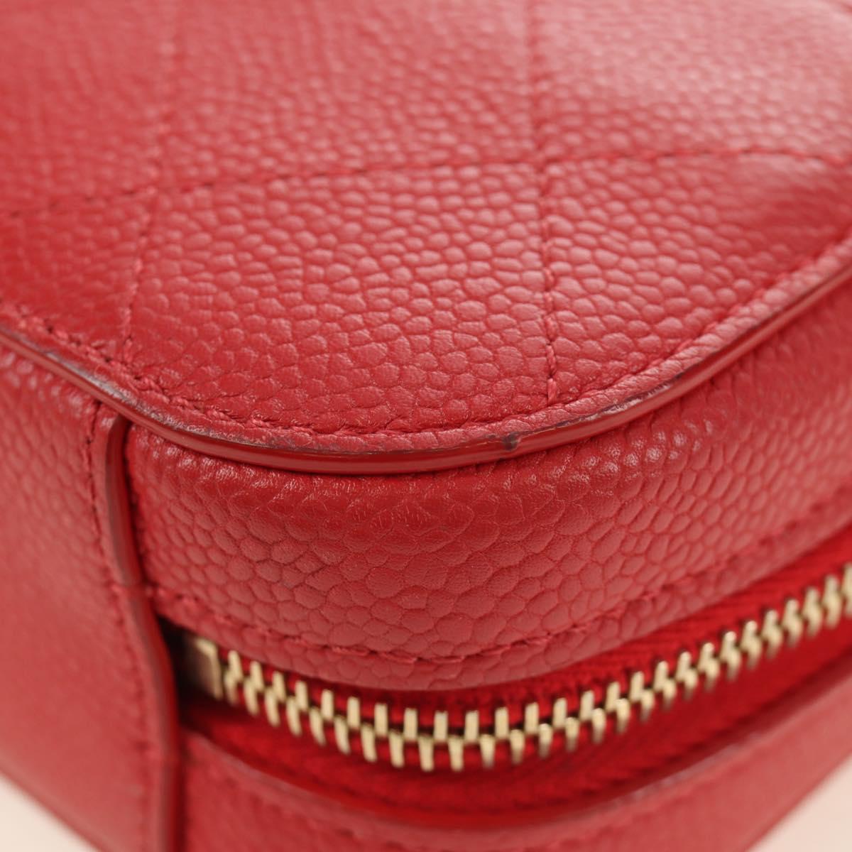 CHANEL Matelasse Chic Affinity Chain Bag Caviar Skin Red Gold CC Auth 189719M