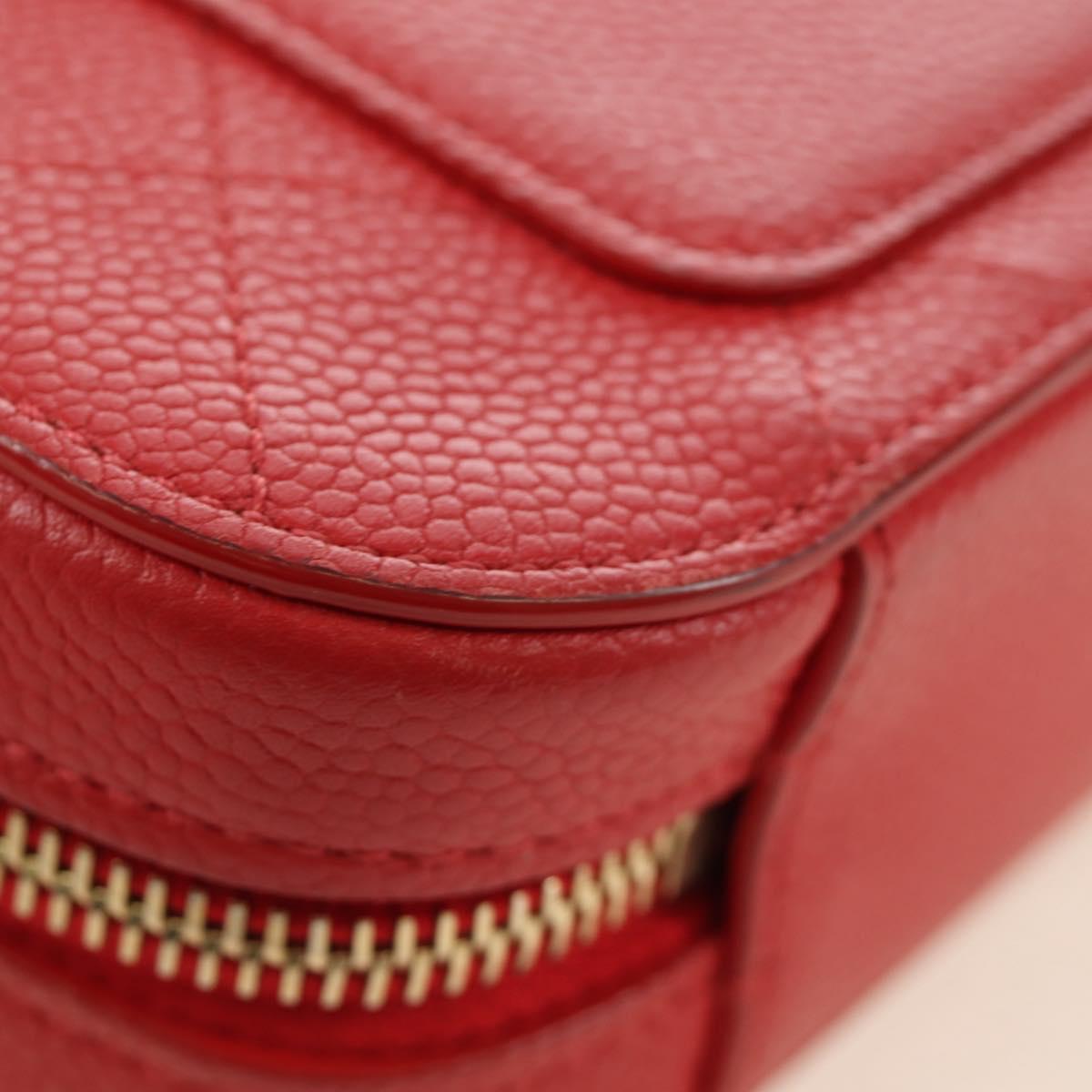 CHANEL Matelasse Chic Affinity Chain Bag Caviar Skin Red Gold CC Auth 189719M