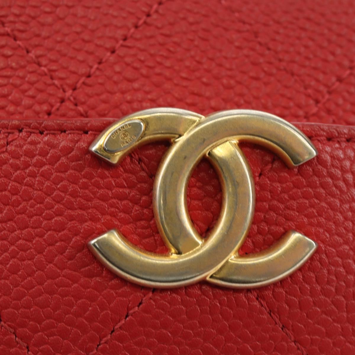 CHANEL Matelasse Chic Affinity Chain Bag Caviar Skin Red Gold CC Auth 189719M