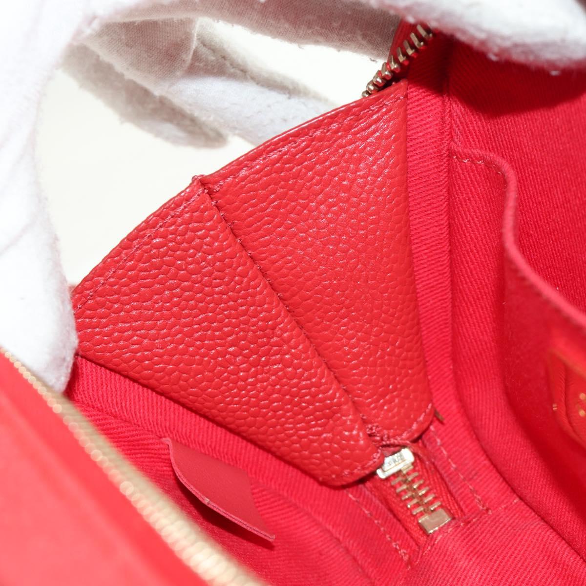 CHANEL Matelasse Chic Affinity Chain Bag Caviar Skin Red Gold CC Auth 189719M