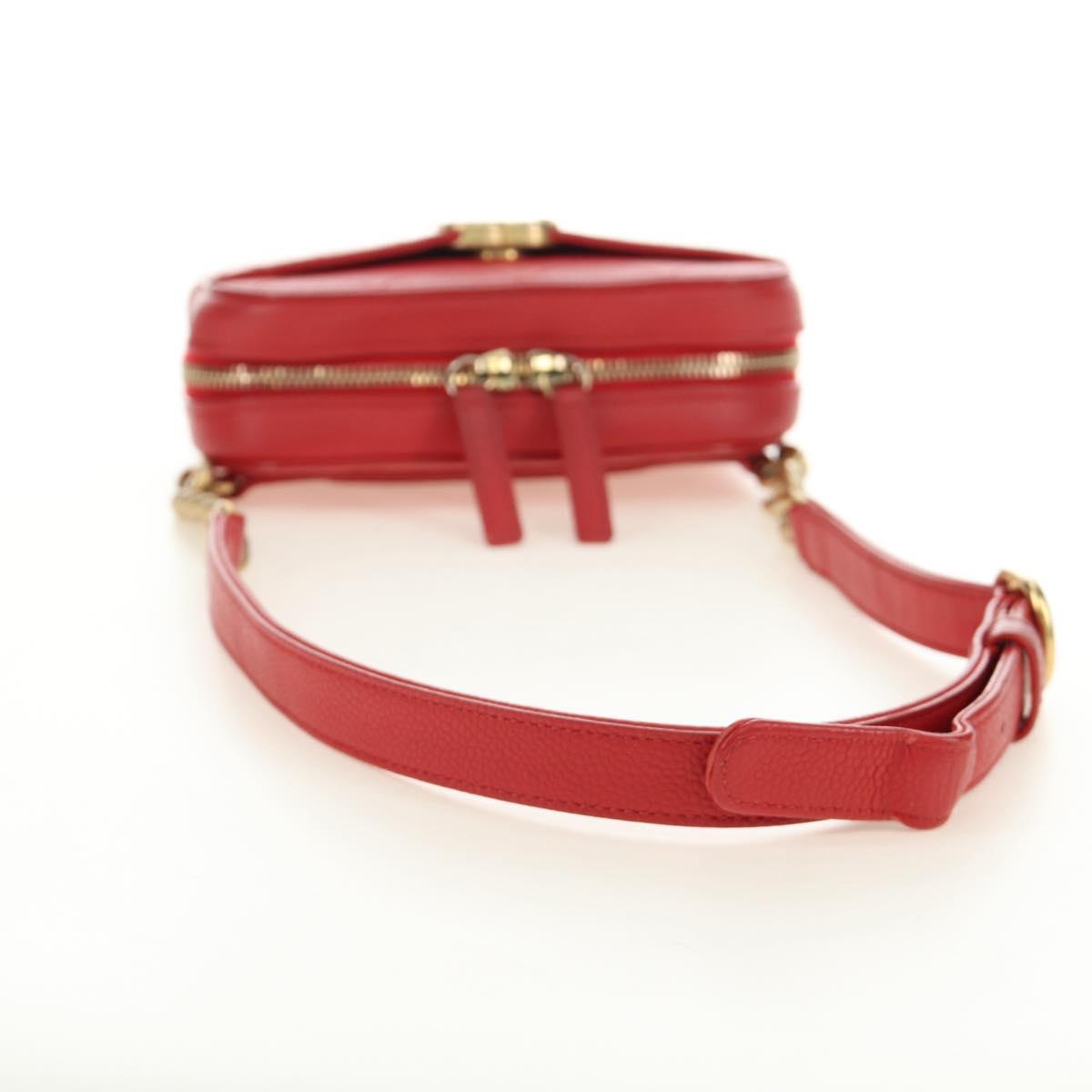 CHANEL Matelasse Chic Affinity Chain Bag Caviar Skin Red Gold CC Auth 189719M