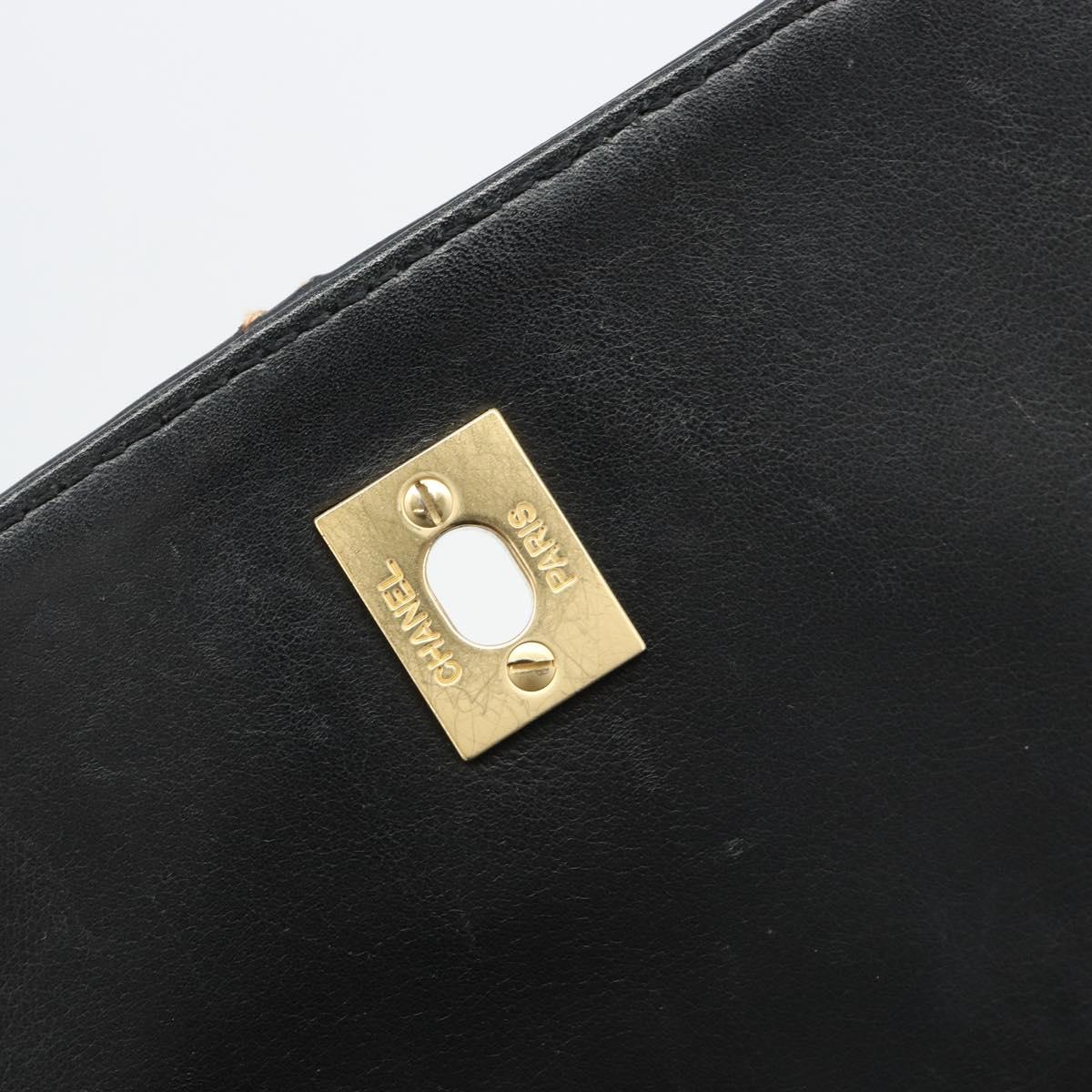 CHANEL Wild Stitch Chain Shoulder Bag Leather Black Gold CC Auth 189724V