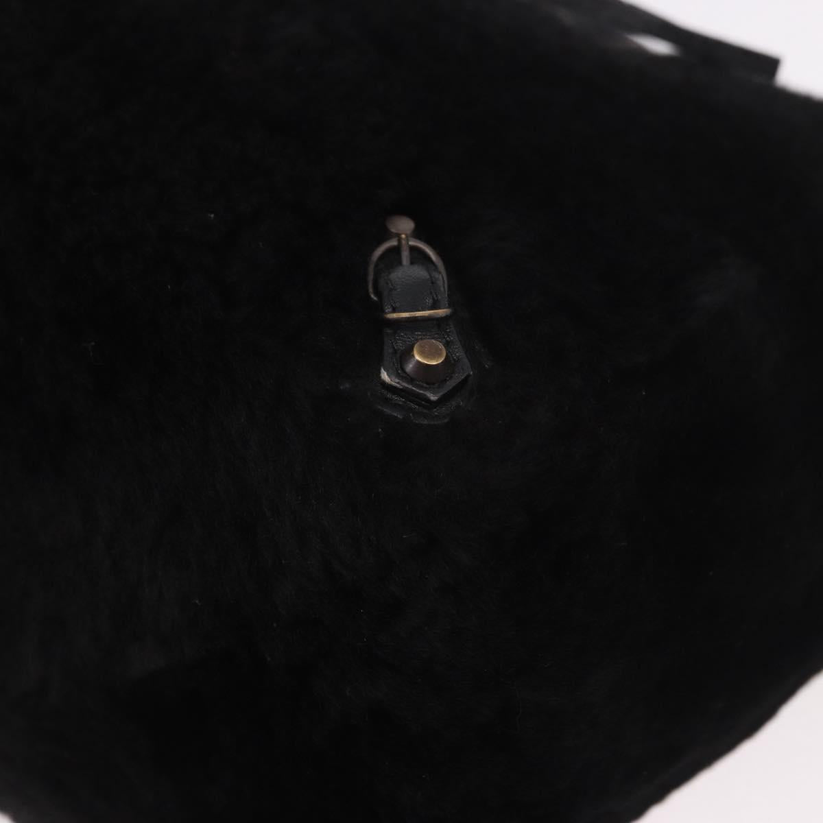 BALENCIAGA Hand Bag Fur 2way Black Auth 189725A