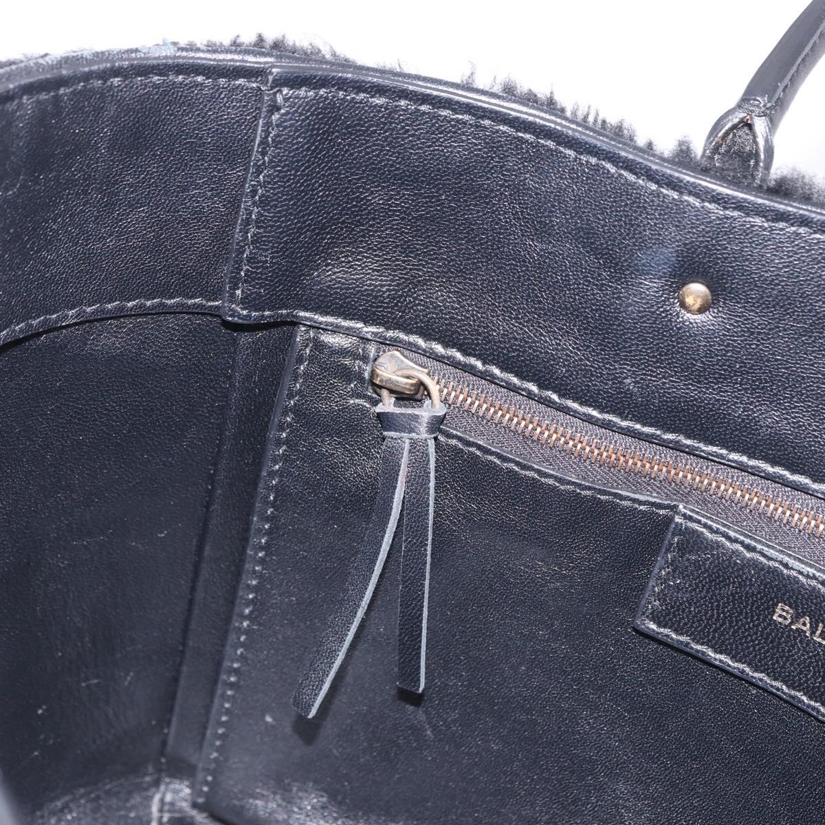 BALENCIAGA Hand Bag Fur 2way Black Auth 189725A