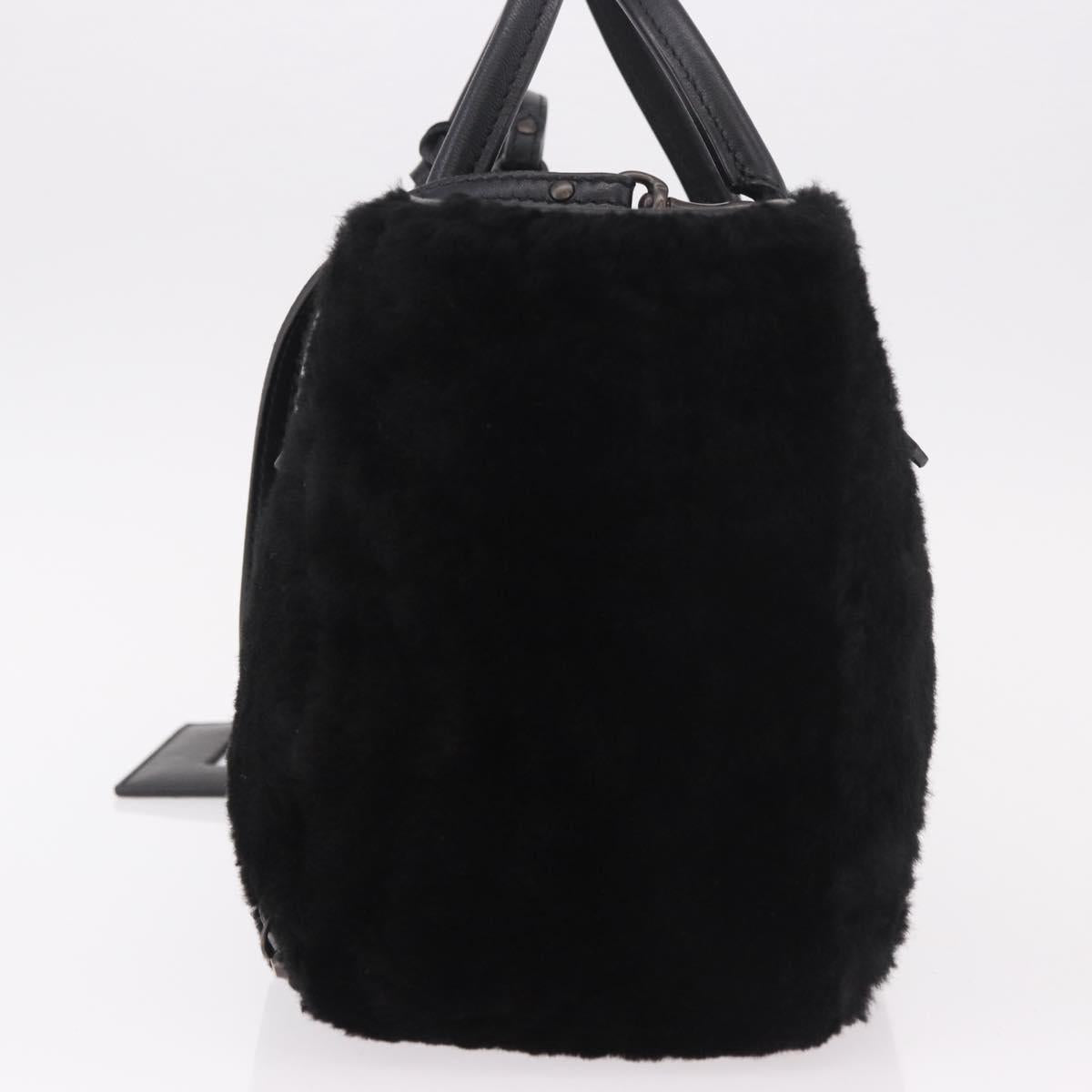 BALENCIAGA Hand Bag Fur 2way Black Auth 189725A