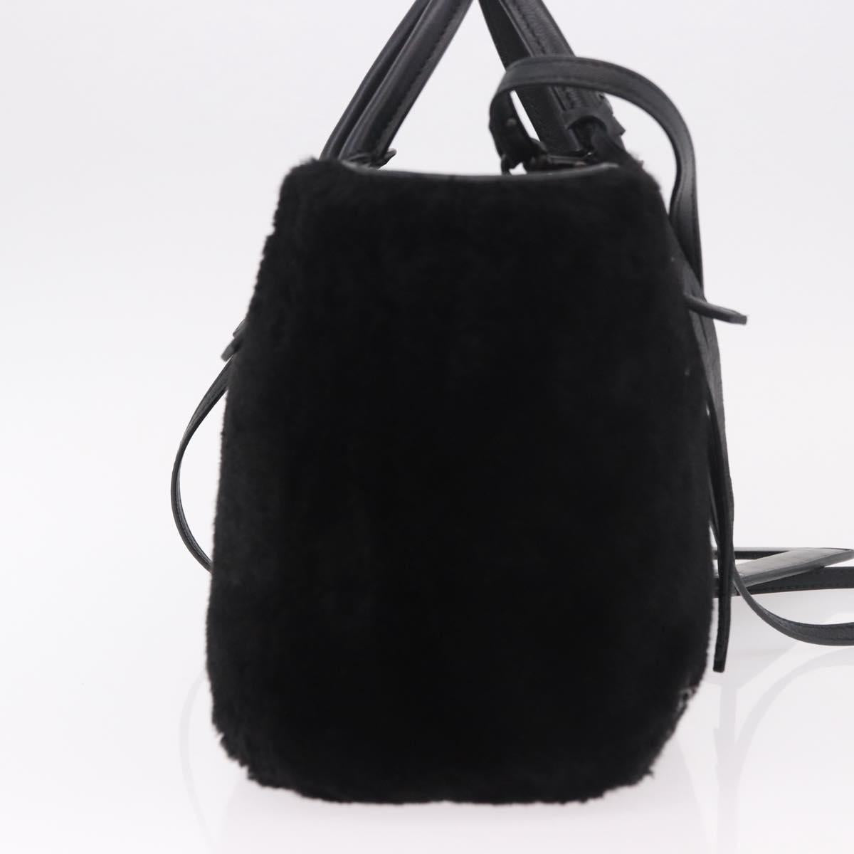 BALENCIAGA Hand Bag Fur 2way Black Auth 189725A