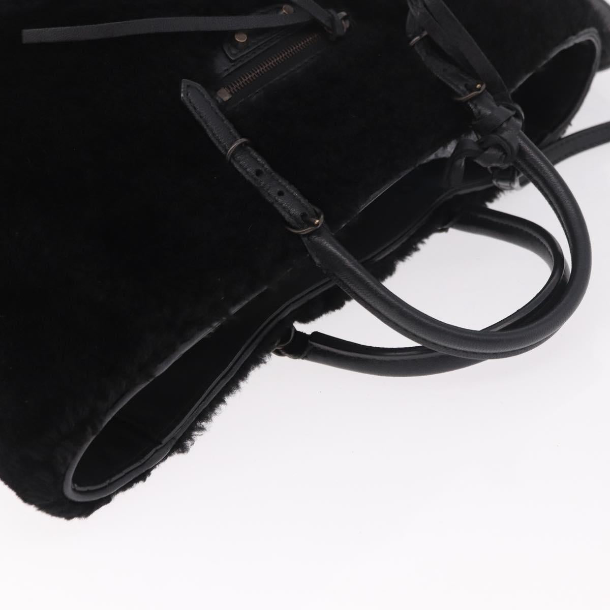 BALENCIAGA Hand Bag Fur 2way Black Auth 189725A