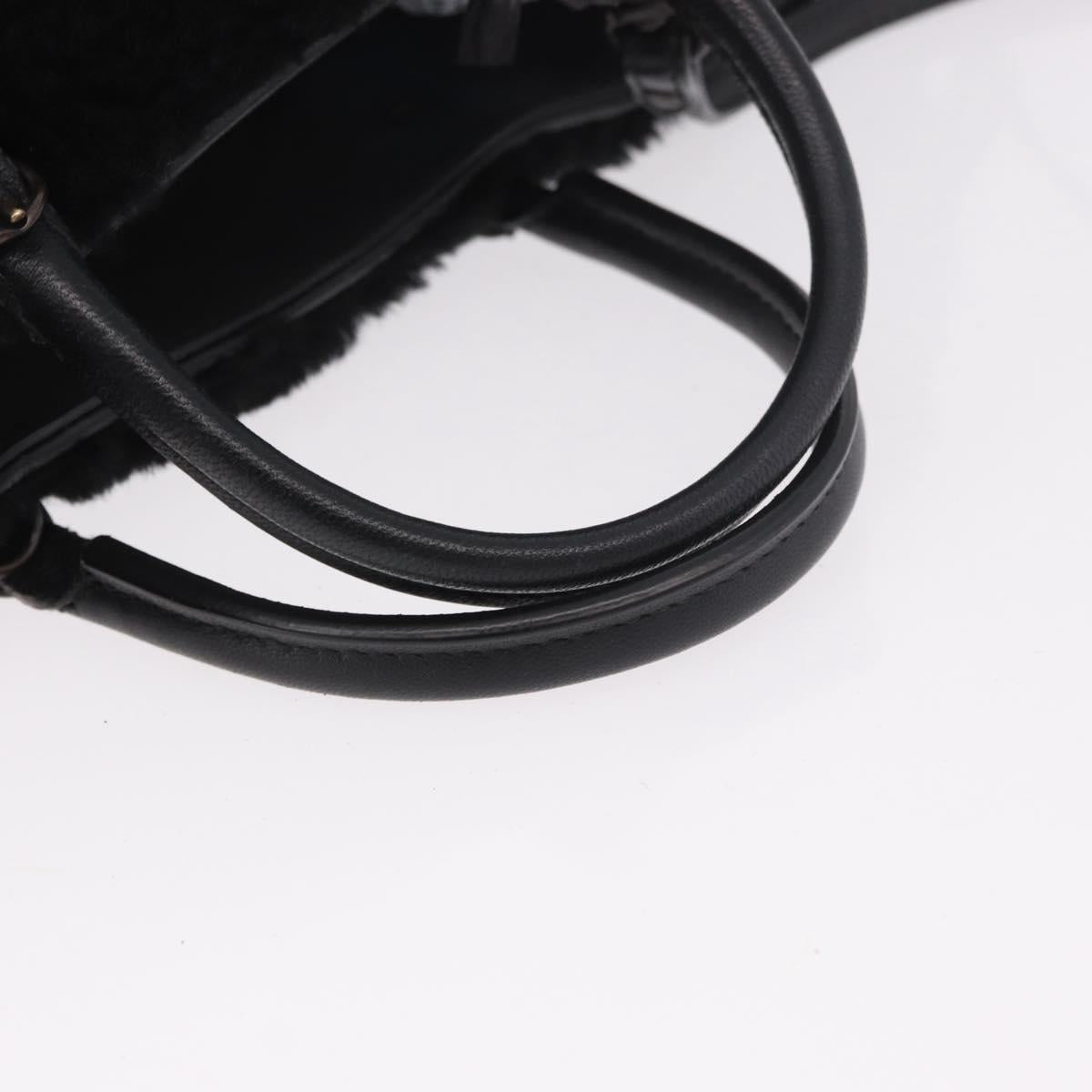 BALENCIAGA Hand Bag Fur 2way Black Auth 189725A
