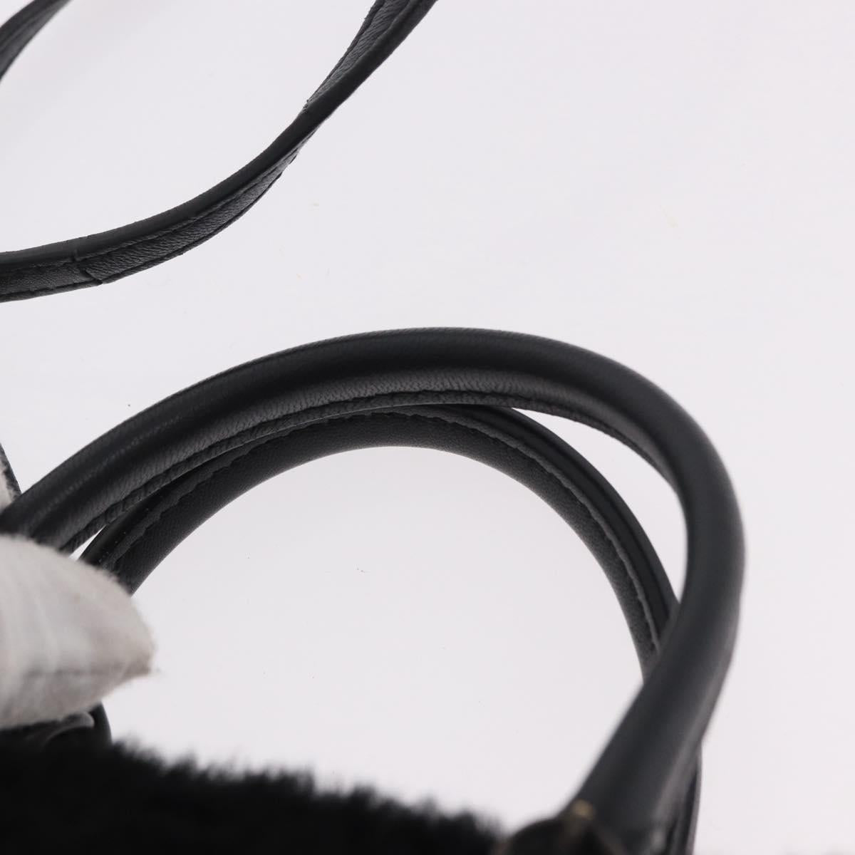 BALENCIAGA Hand Bag Fur 2way Black Auth 189725A