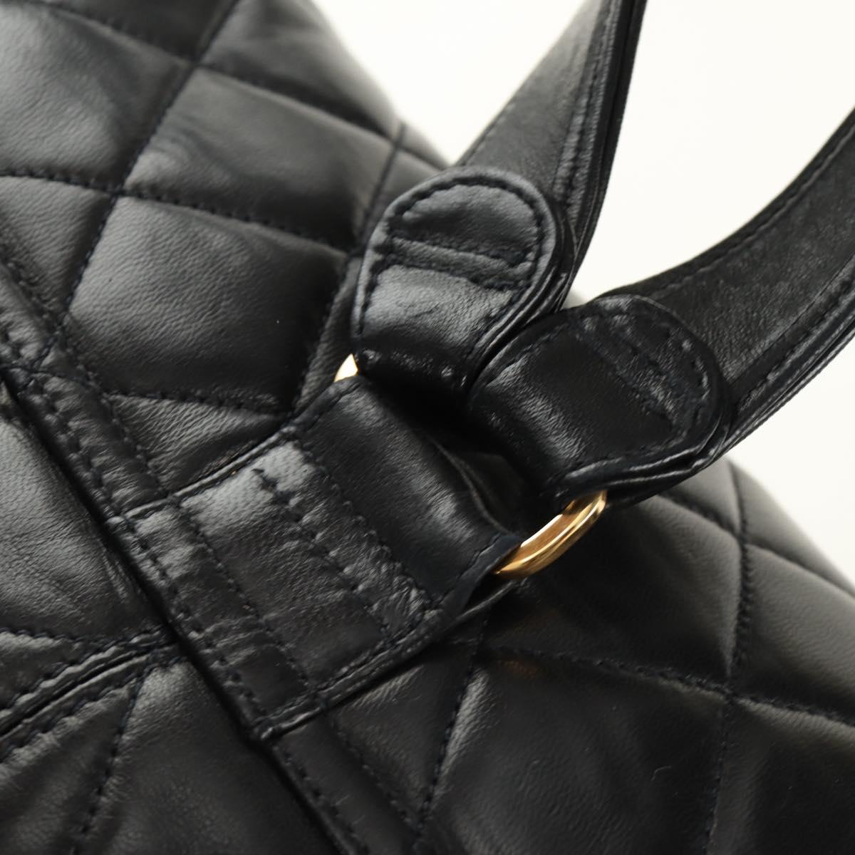 CHANEL Matelasse Backpack Lamb Skin Black Gold CC Auth 189728V