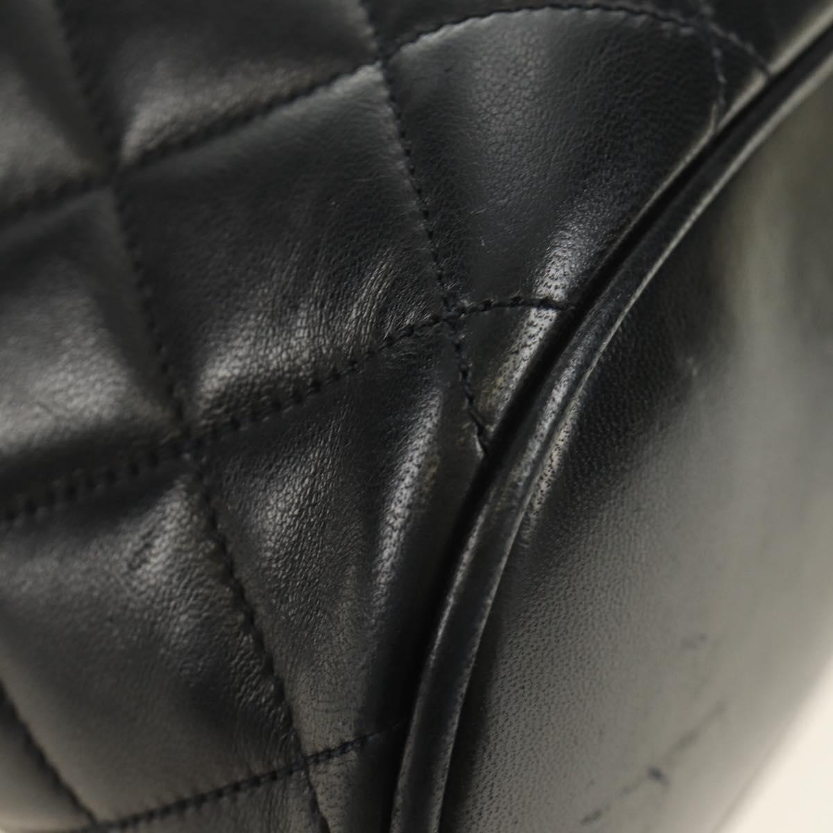 CHANEL Matelasse Backpack Lamb Skin Black Gold CC Auth 189728V